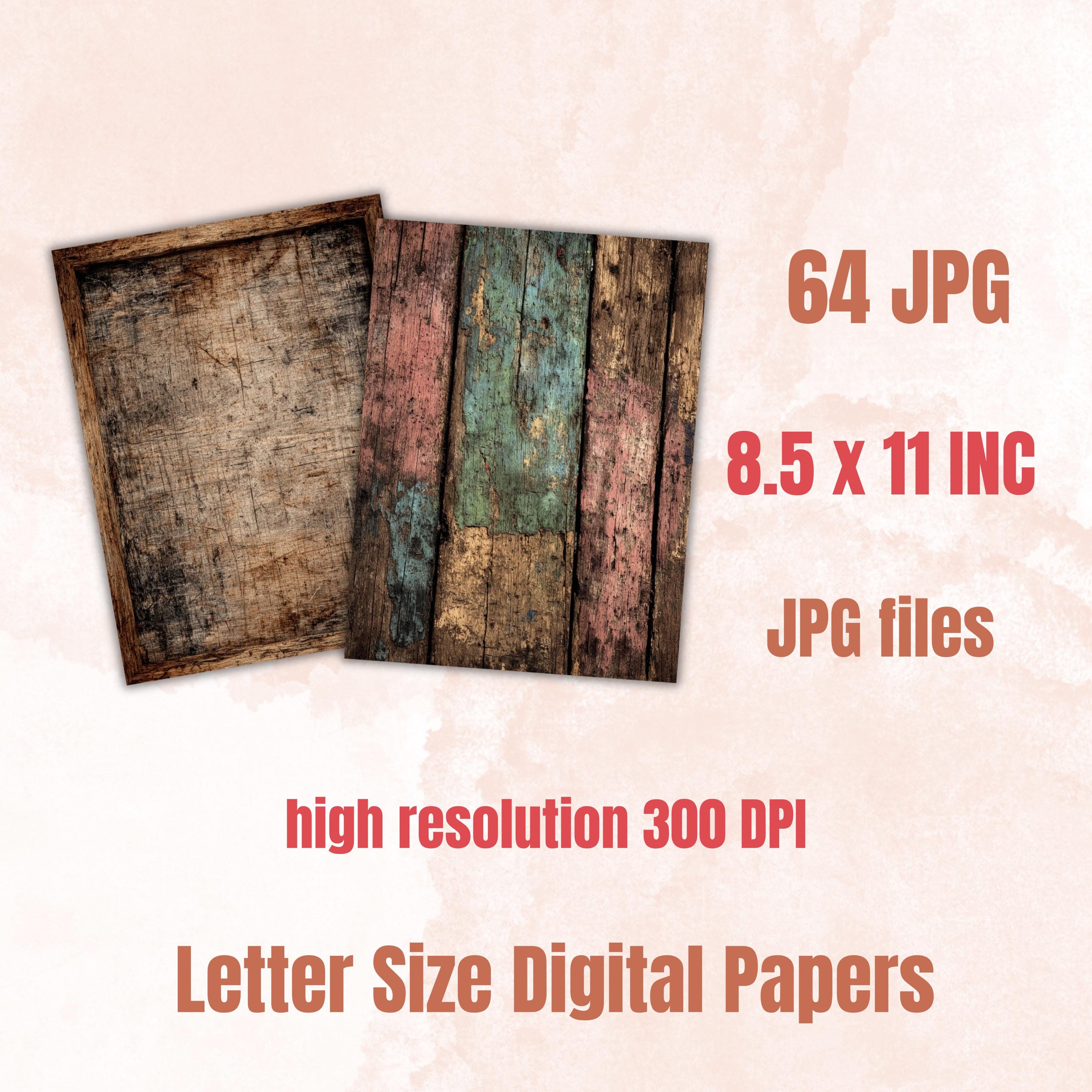 Grunge Wood Pages, Rustic Wood Texture Backgrounds, Farmhouse Junk Journal Paper, Vintage Wooden Printable, Letter Size