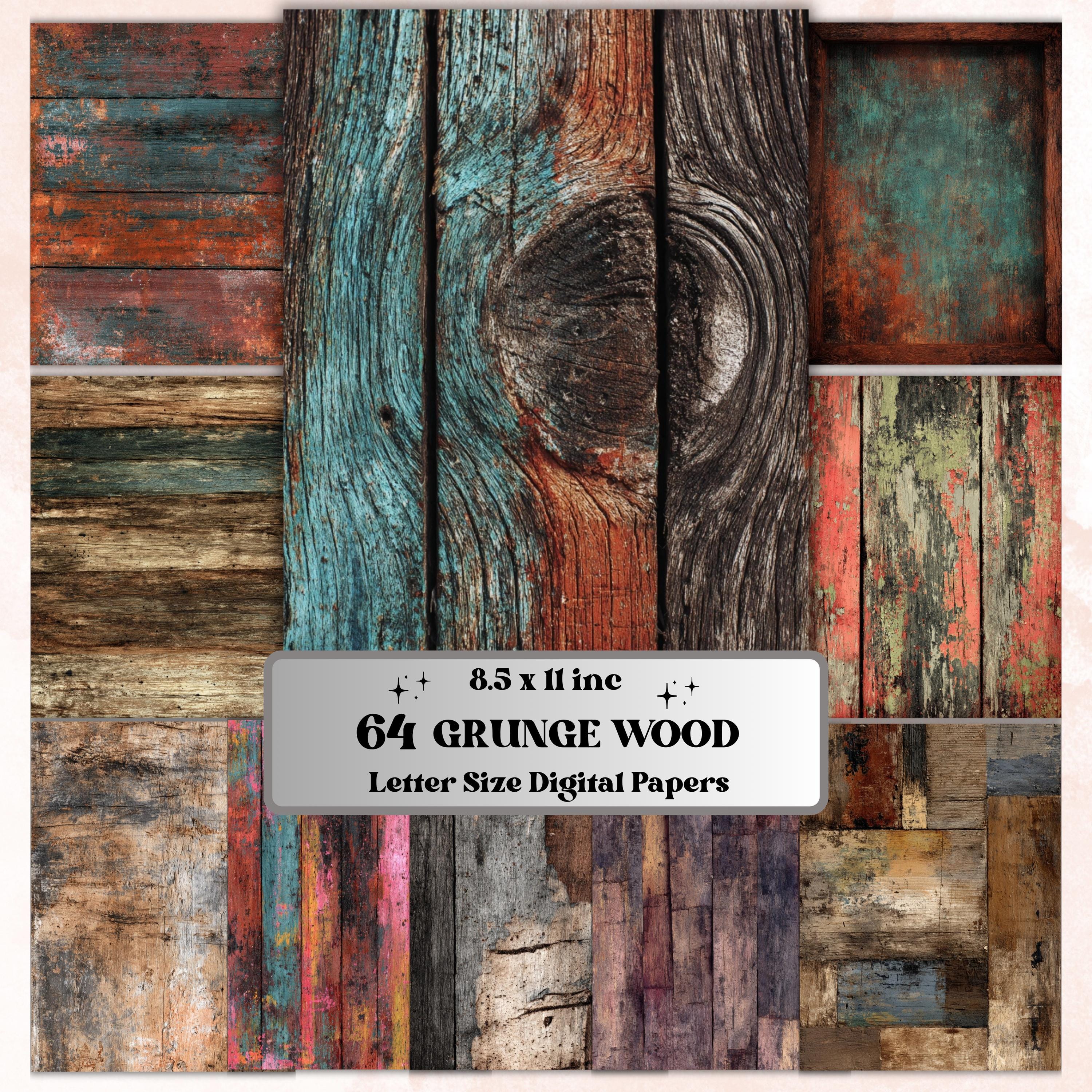 Grunge Wood Pages, Rustic Wood Texture Backgrounds, Farmhouse Junk Journal Paper, Vintage Wooden Printable, Letter Size