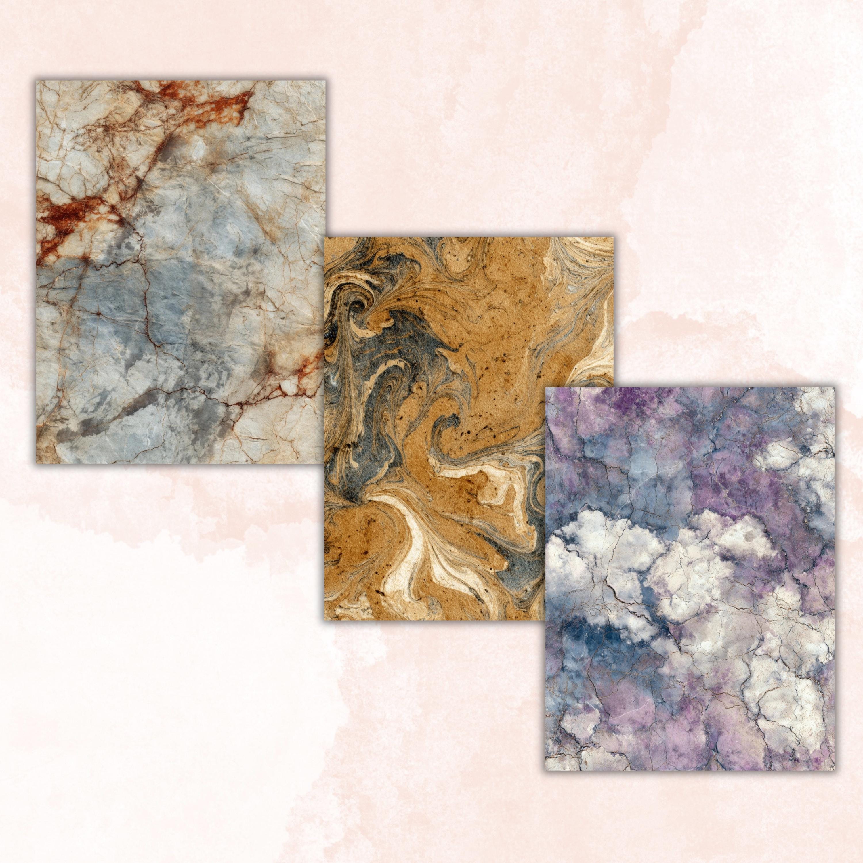 Grunge Marble Pages, Stone Texture Backgrounds, Luxury Aesthetic Junk Journal Paper, Elegant Collage Printable, Letter Size