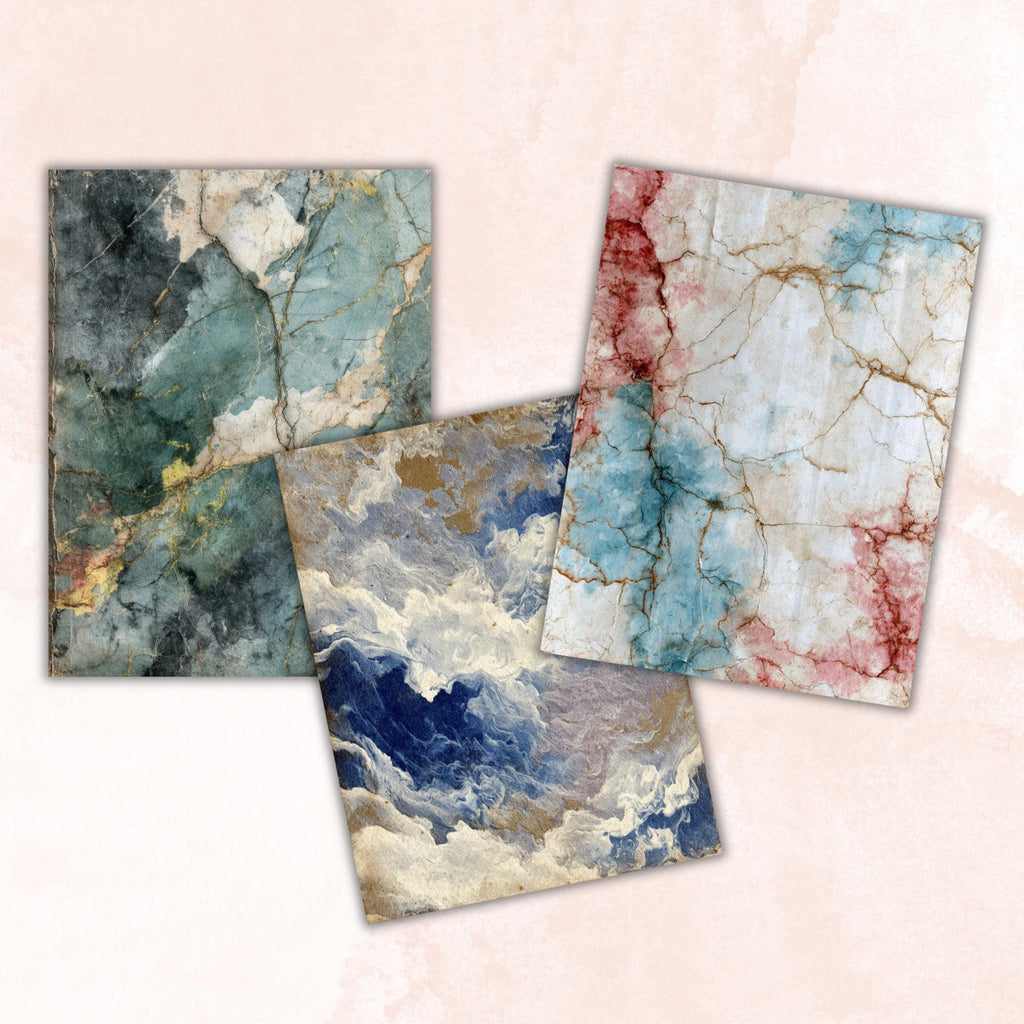 Grunge Marble Pages, Stone Texture Backgrounds, Luxury Aesthetic Junk Journal Paper, Elegant Collage Printable, Letter Size