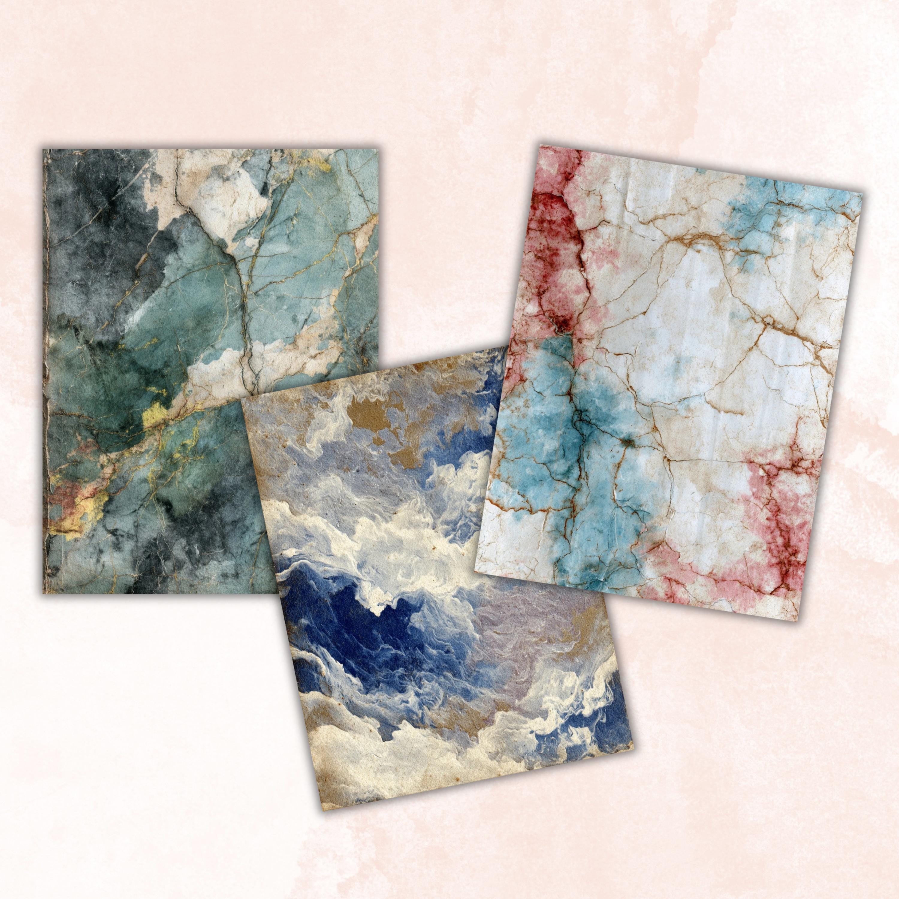 Grunge Marble Pages, Stone Texture Backgrounds, Luxury Aesthetic Junk Journal Paper, Elegant Collage Printable, Letter Size