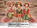 Whimsical Clown Girl Fussy Cut, 33 Cute Creepy Clown Cutouts, Circus Ephemera Junk Journal Scrapbook, Paper Dolls