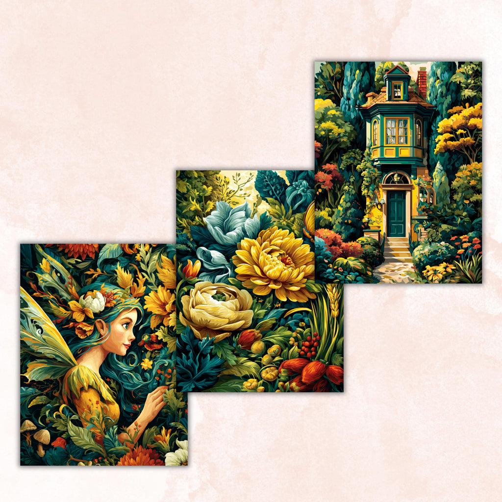 Exotic Fairytale Pages, Fantasy Magic Backgrounds, Whimsical Storybook Junk Journal Paper, Enchanted Collage Printable, Letter Size