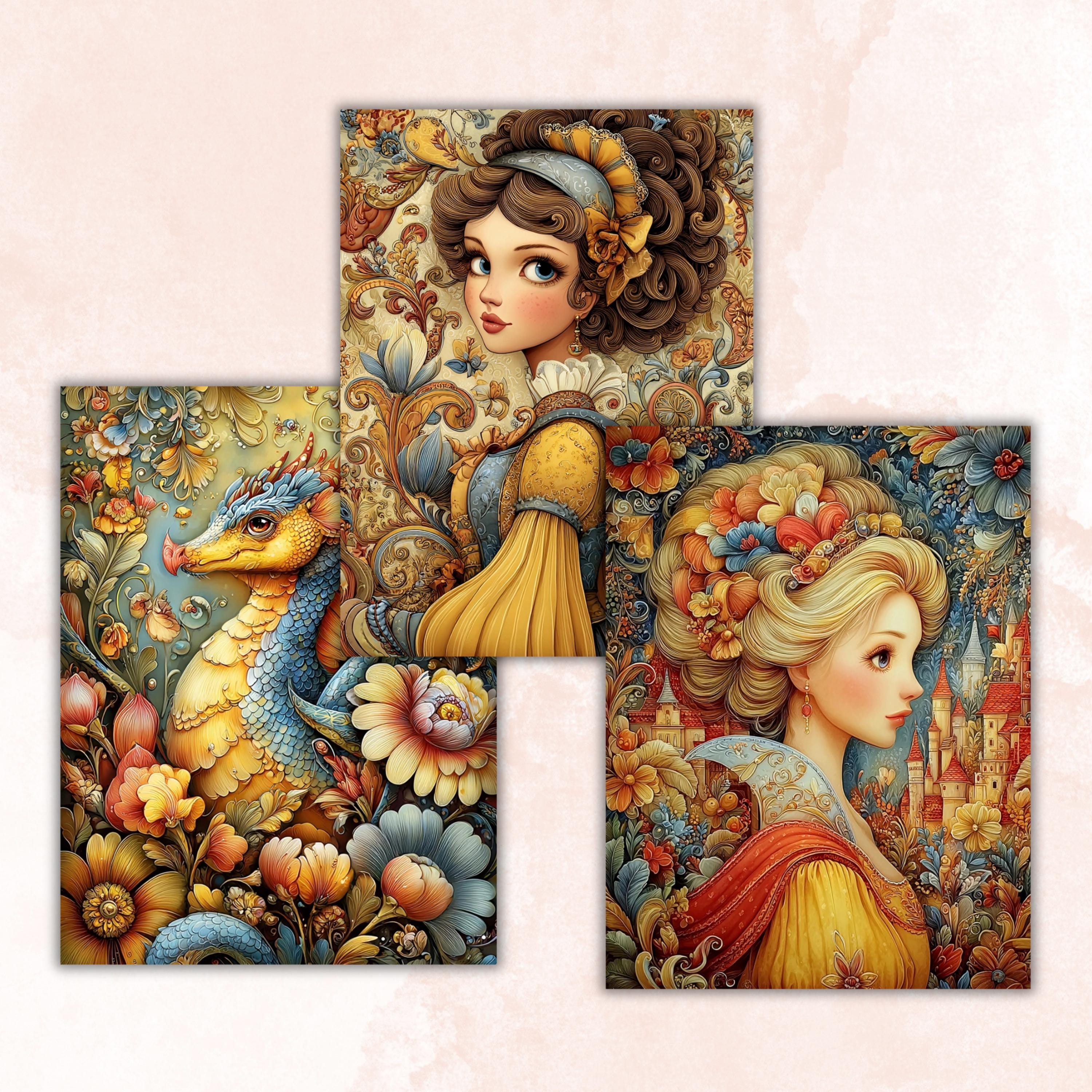 Golden Tales Pages, Luxury Fairytale Backgrounds, Gold Aesthetic Junk Journal Paper, Elegant Fantasy Printable, Letter Size