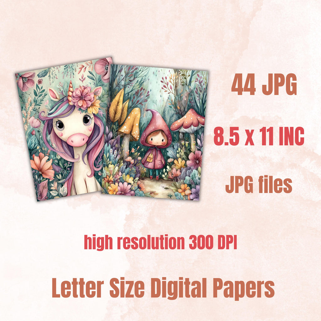 Pastel Stories Pages, Soft Aesthetic Backgrounds, Cute Storybook Junk Journal Paper, Dreamy Pastel Collage Printable, Letter Size