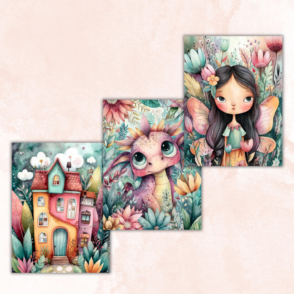 Pastel Stories Pages, Soft Aesthetic Backgrounds, Cute Storybook Junk Journal Paper, Dreamy Pastel Collage Printable, Letter Size