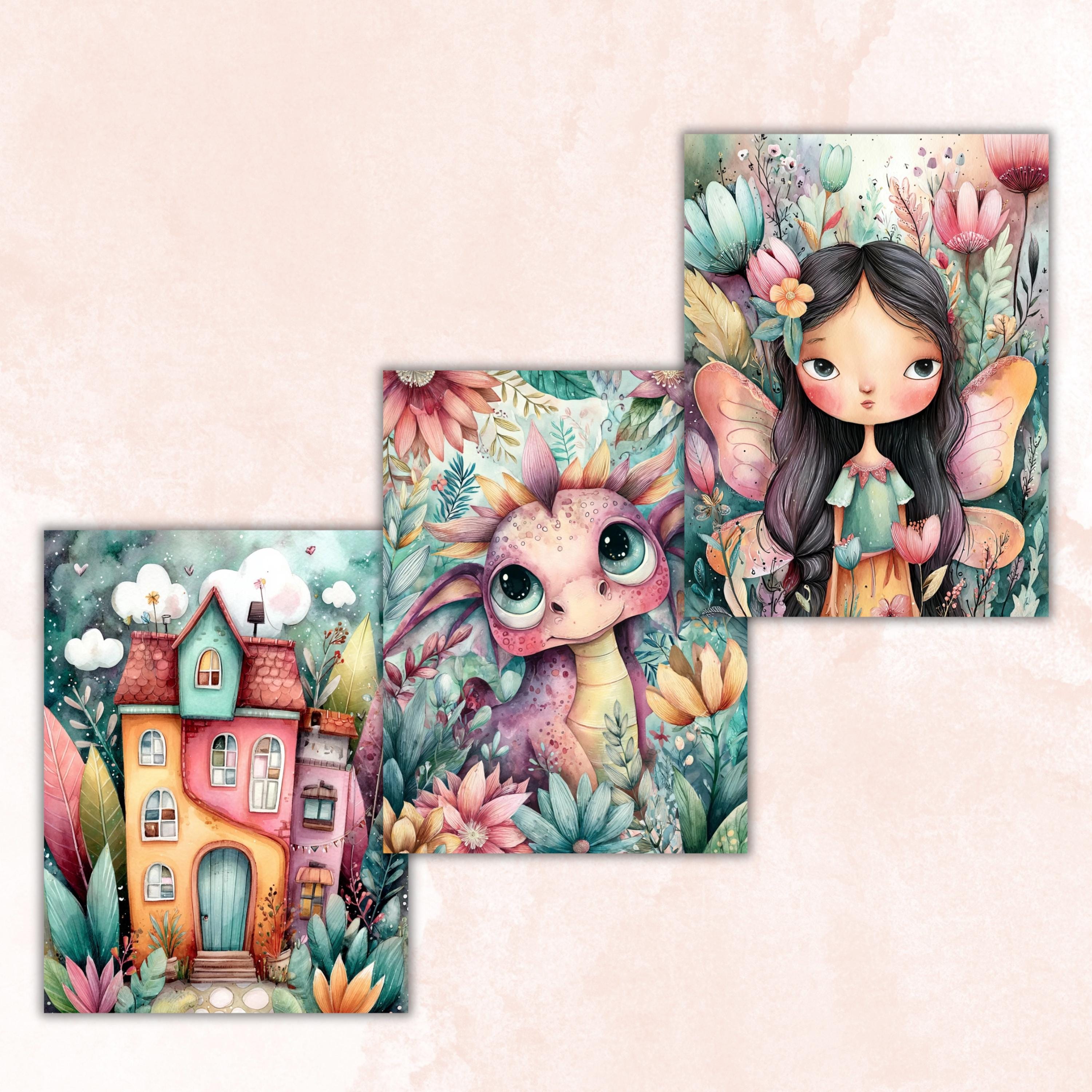 Pastel Stories Pages, Soft Aesthetic Backgrounds, Cute Storybook Junk Journal Paper, Dreamy Pastel Collage Printable, Letter Size