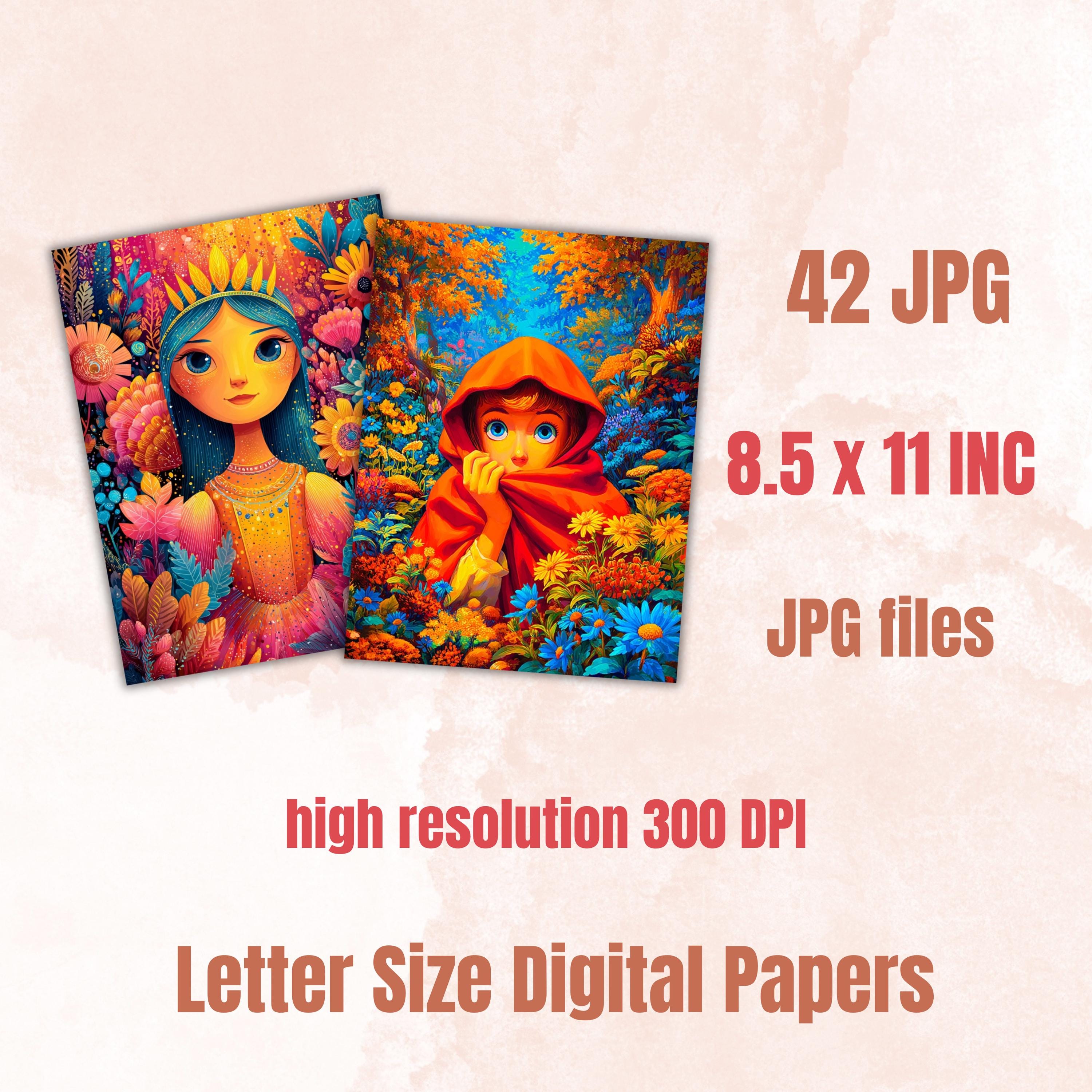 Cozy Fairytale Pages, Cottagecore Backgrounds, Whimsical Storybook Junk Journal Paper, Cute Fantasy Collage Printable, Letter Size
