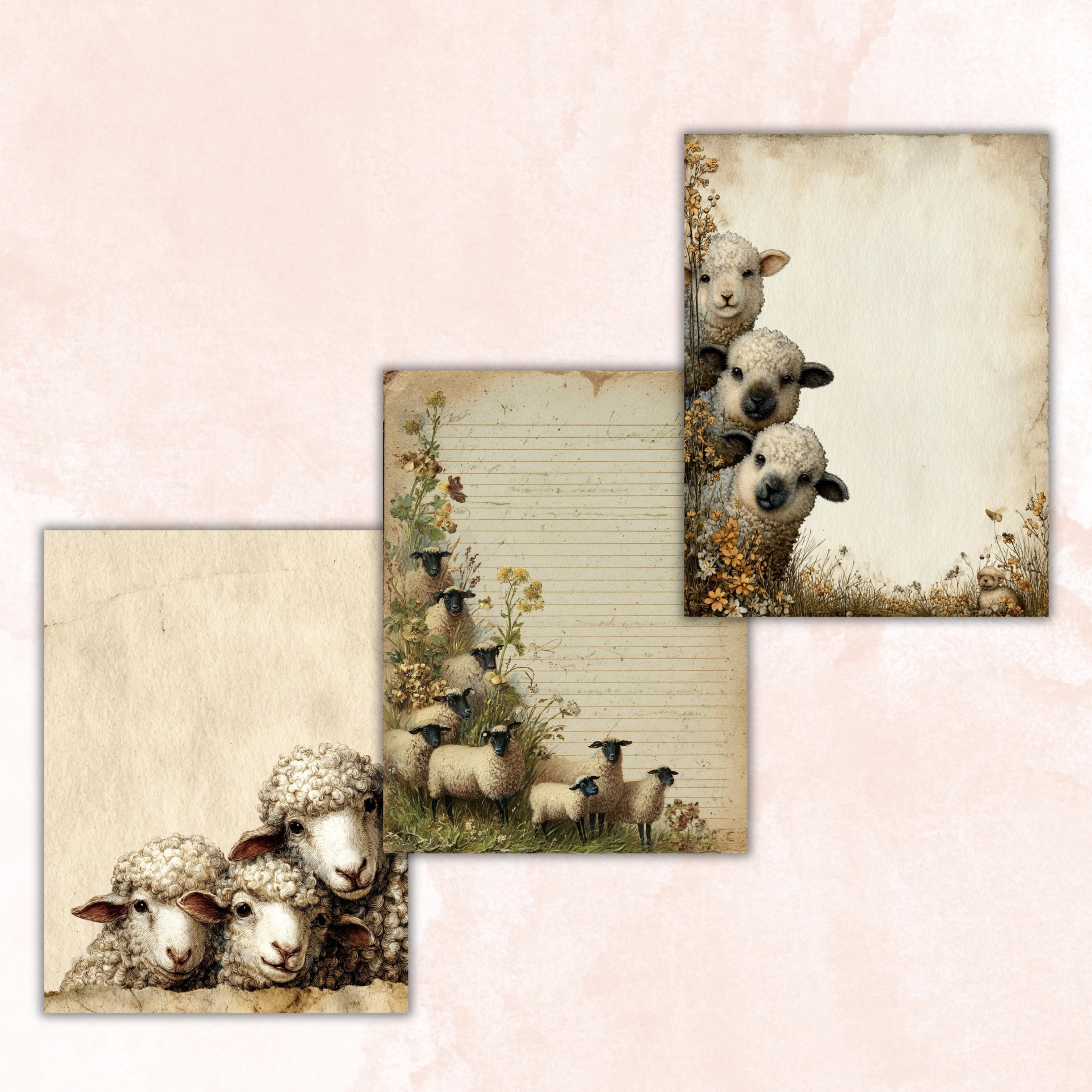 40 Peeking Sheep Border Lined Pages Printable, Letter Size Easter Lamb Writing Paper Stationery Commercial Use
