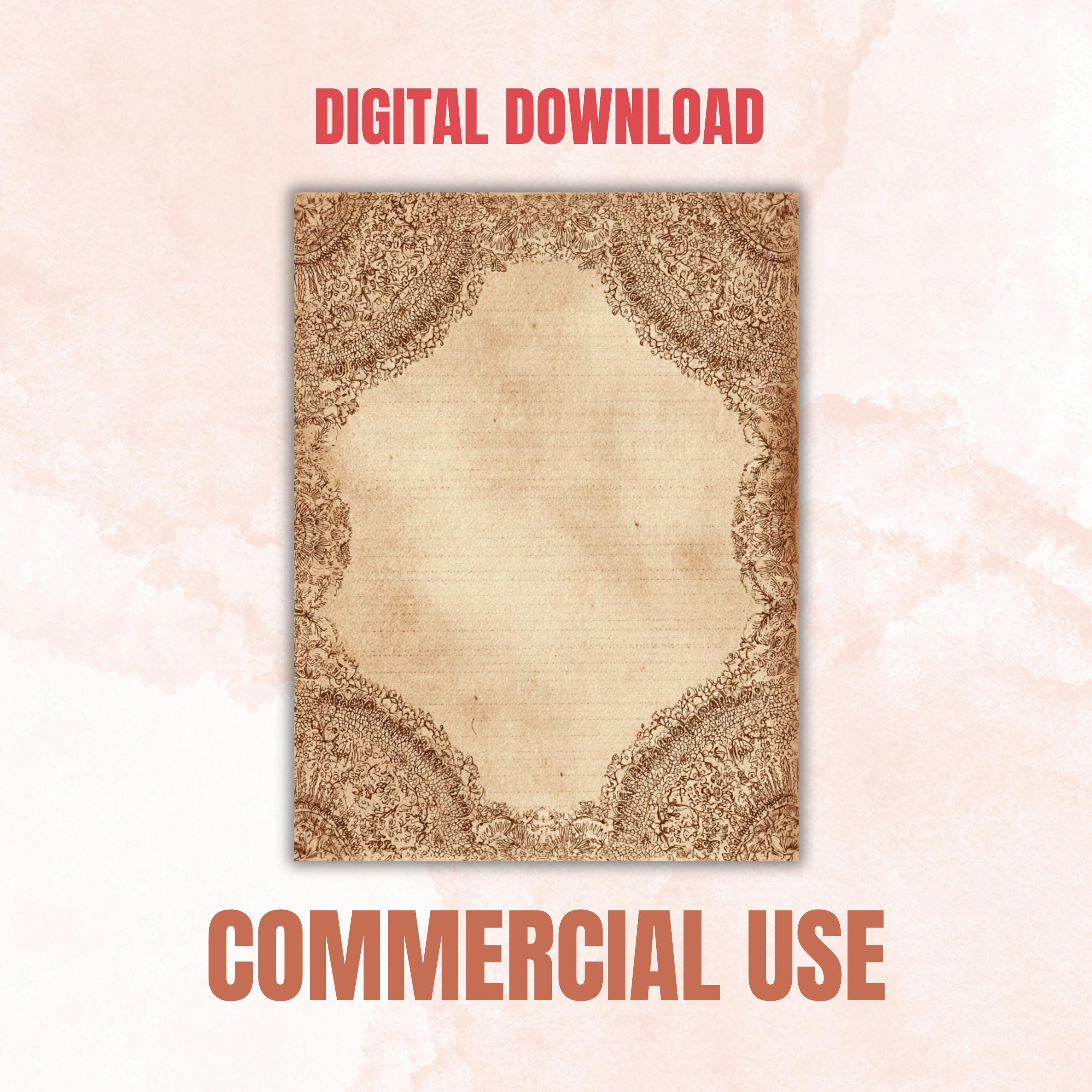 42 Lace Border Pages, Vintage Lace Writing Paper, Elegant Printable Stationery, Junk Journal Pages, Floral Decorative Paper, Letter Size