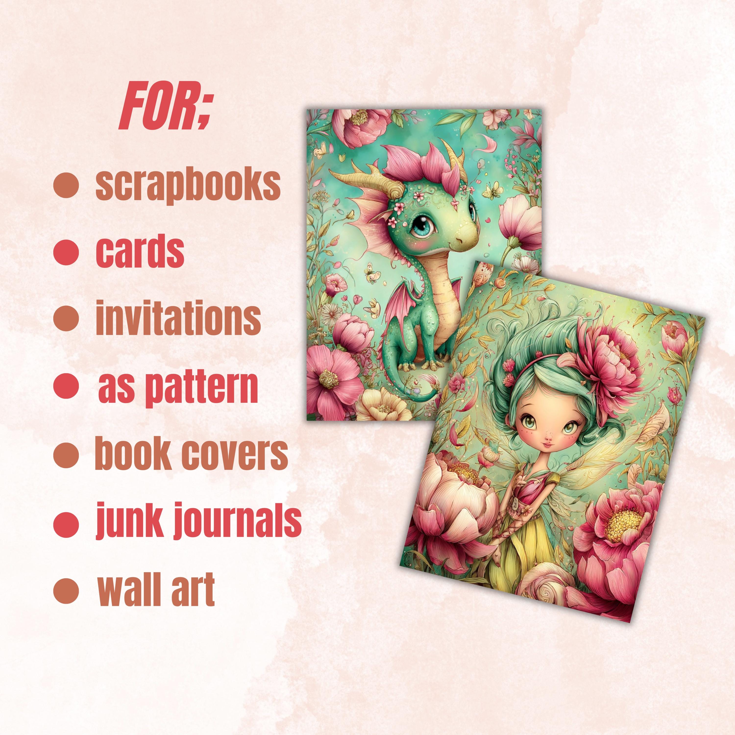 Blooming Tales Pages, Floral Fairytale Backgrounds, Botanical Spring Junk Journal Paper, Vintage Flower Collage Printable, Letter Size