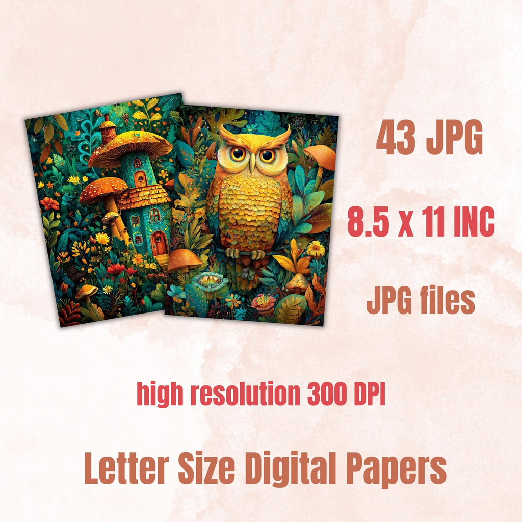Woodland Stories Pages, Forest Fairytale Backgrounds, Cozy Nature Junk Journal Paper, Rustic Woodland Collage Printable, Letter Size