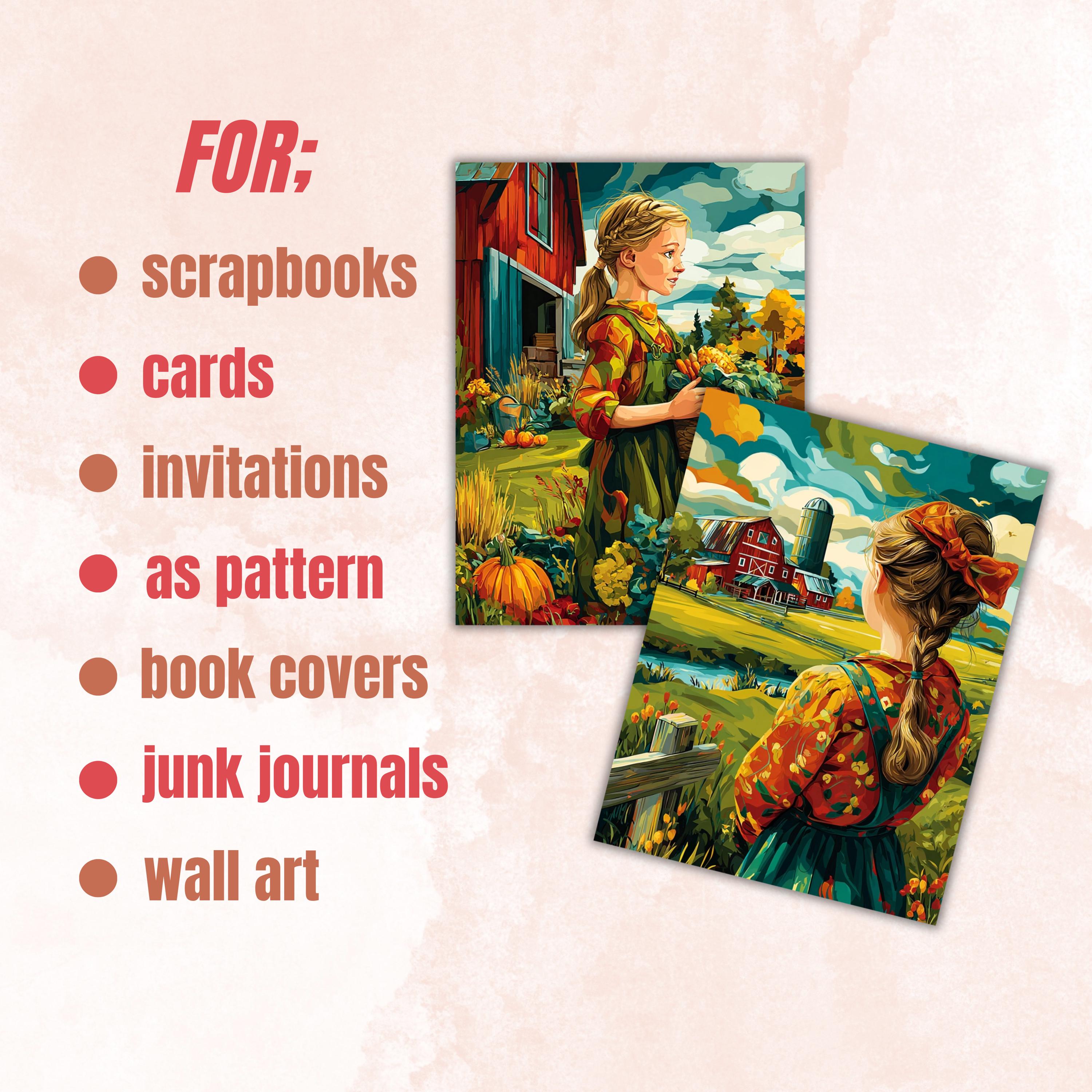 Farm Stories Pages, Countryside Backgrounds, Rustic Animal Junk Journal Paper, Cozy Farm Collage Printable, Letter Size