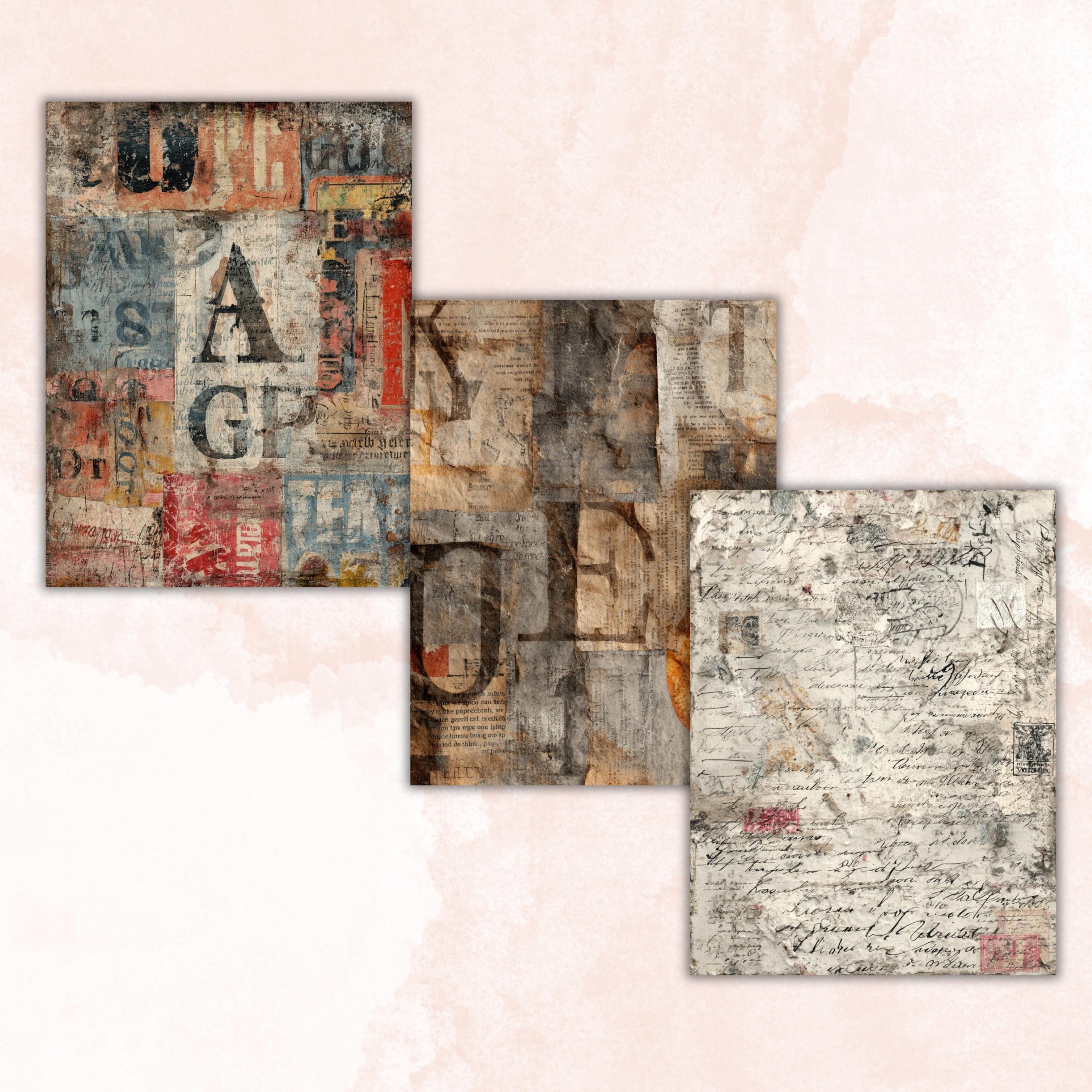 Grunge Old Letters Pages, Vintage Letter Paper, Antique Ephemera Backgrounds, Junk Journal Collage Printable, Letter Size