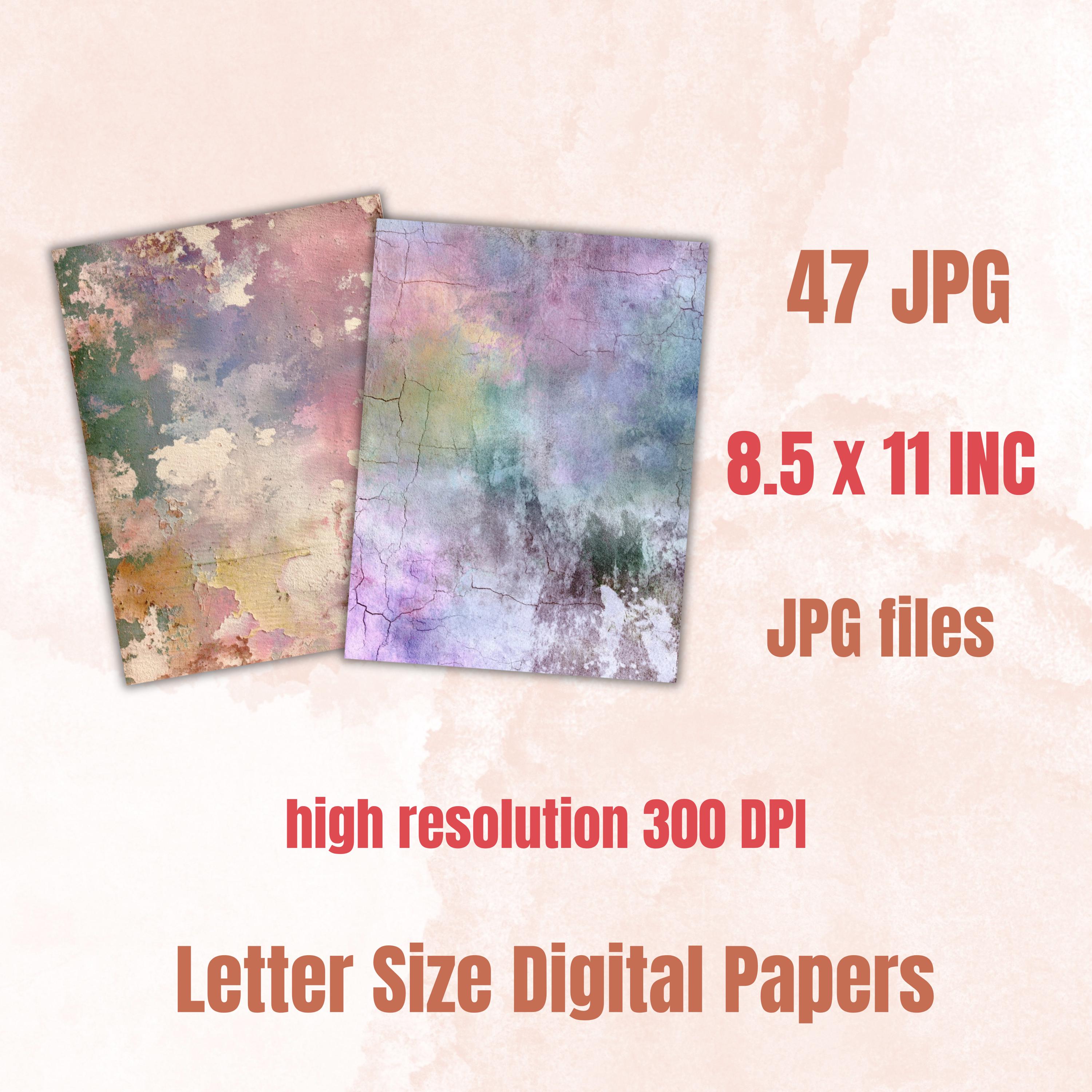 Grunge Pastel Pages, Soft Aesthetic Junk Journal Paper, Dreamy Collage Backgrounds, Pastel Grunge Printable, Letter Size
