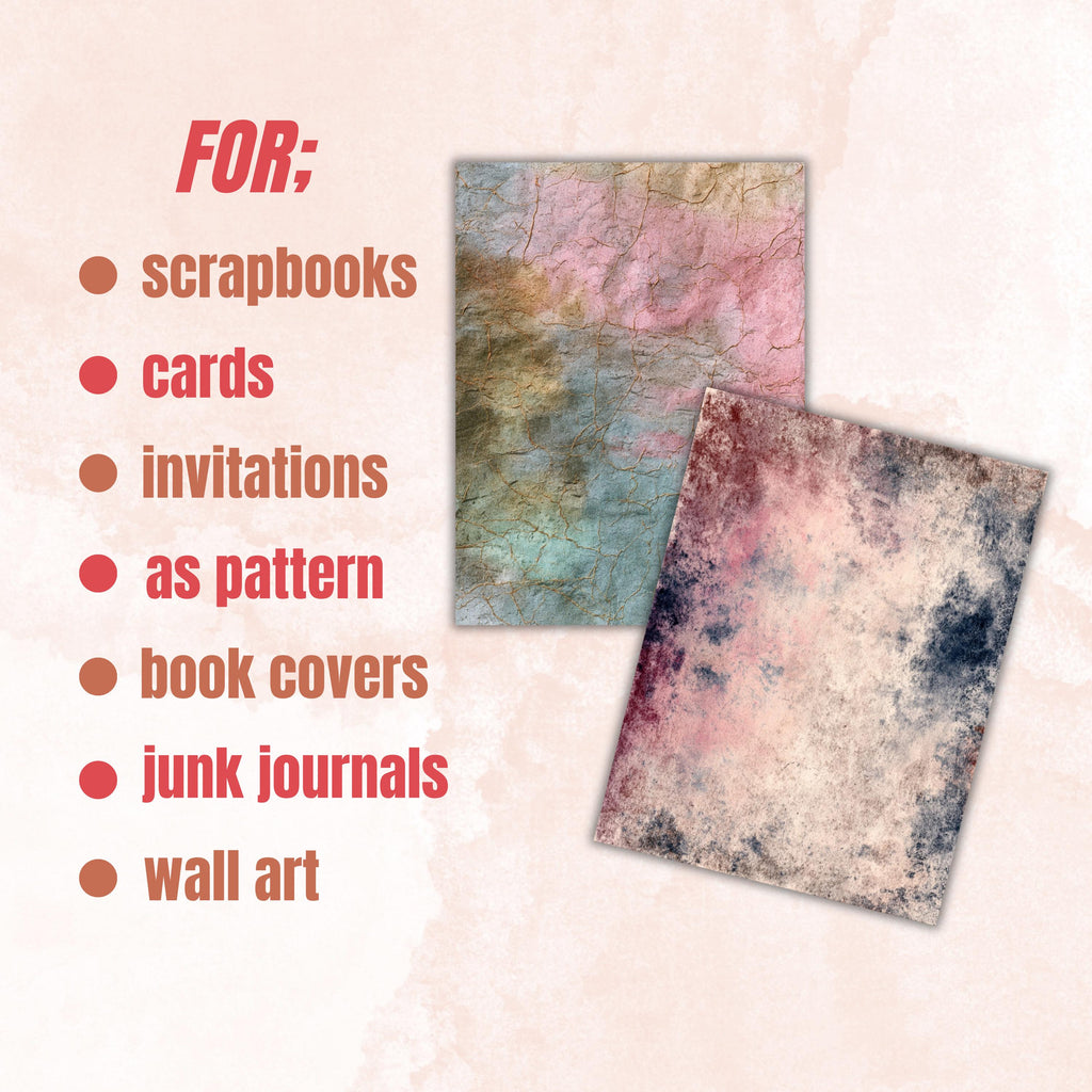 Grunge Pastel Pages, Soft Aesthetic Junk Journal Paper, Dreamy Collage Backgrounds, Pastel Grunge Printable, Letter Size