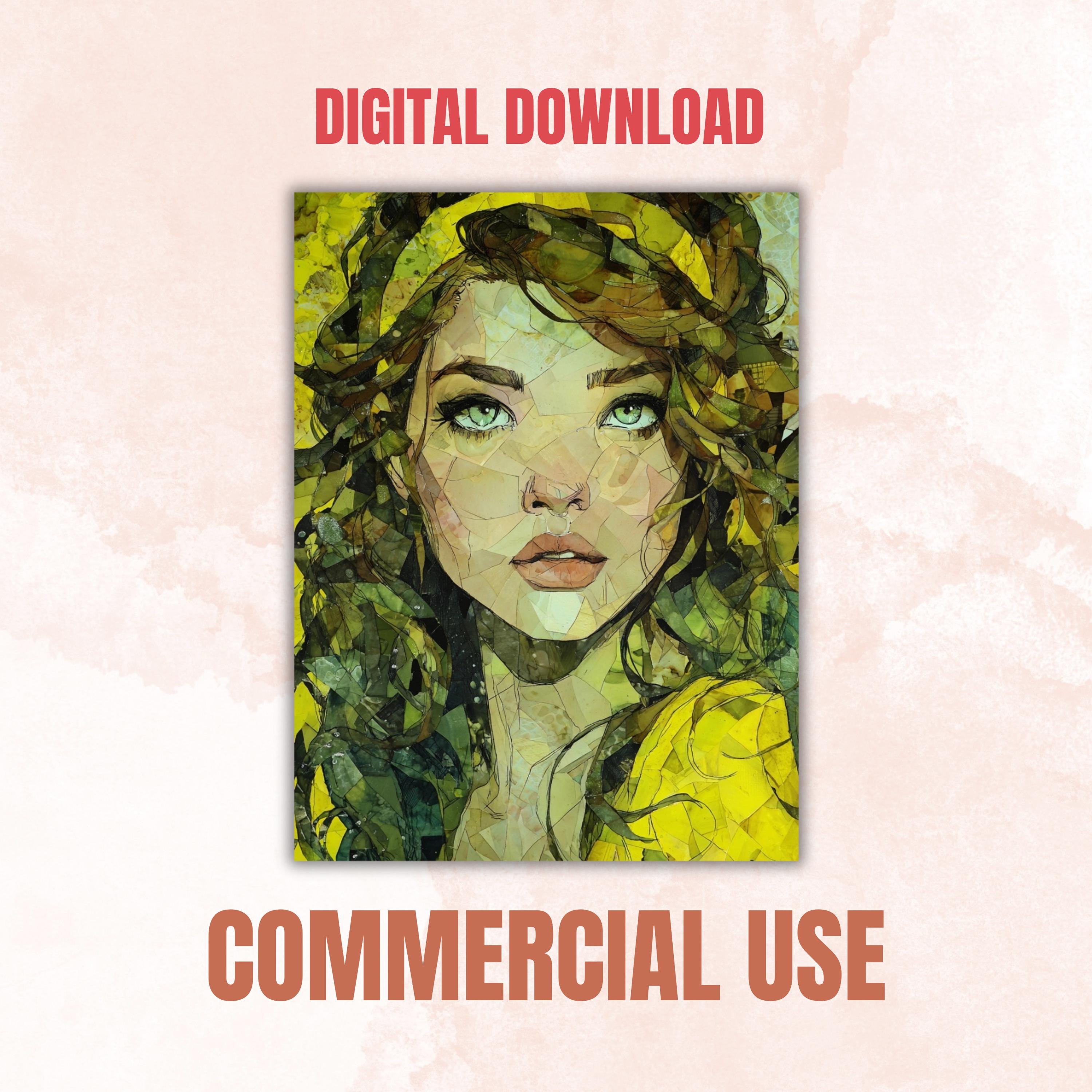 Alcohol Ink Woman Pages, Abstract Female Art Backgrounds, Colorful Portrait Junk Journal Paper, Modern Aesthetic Printable, Letter Size