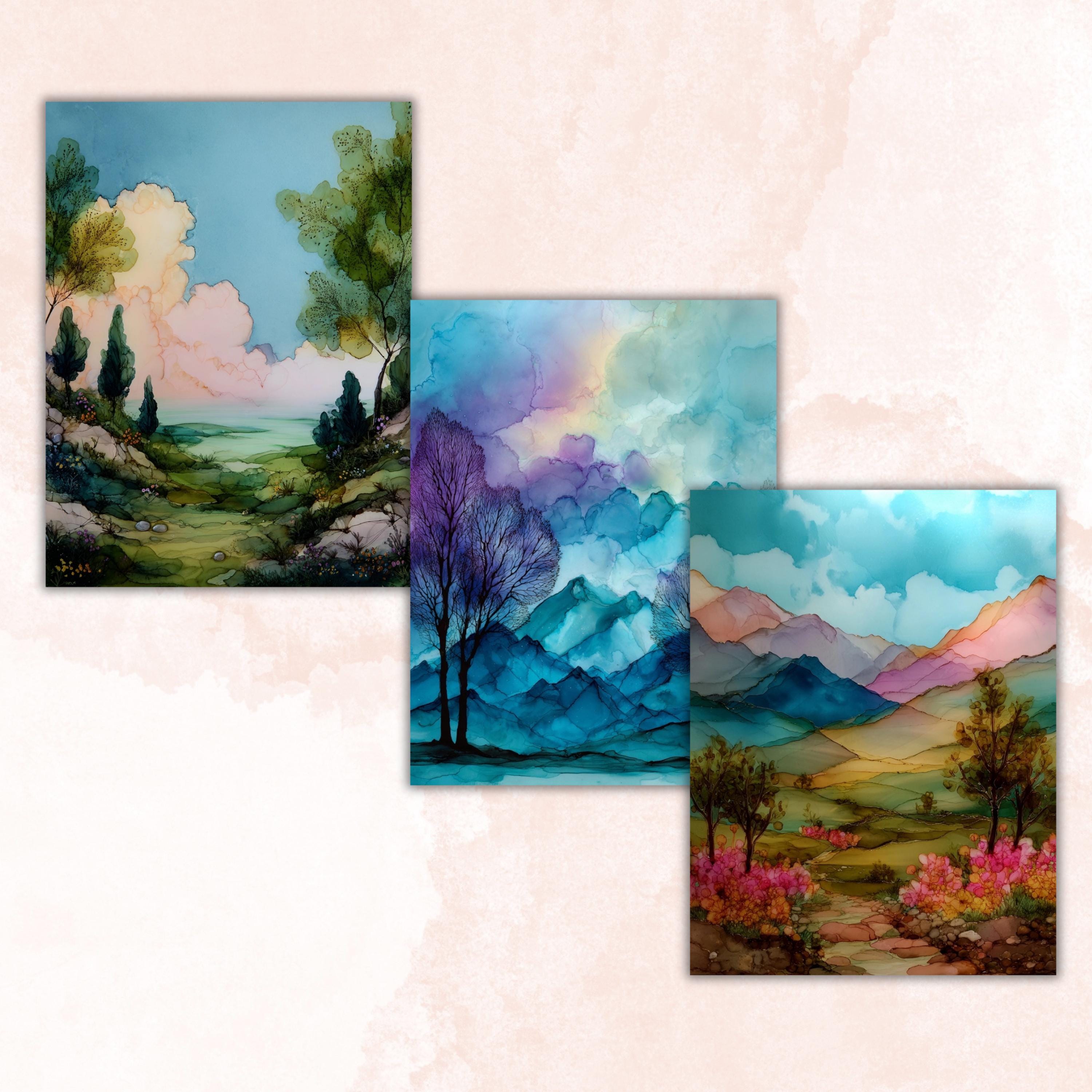 Alcohol Ink Spring Pages, Abstract Floral Backgrounds, Pastel Fluid Art Junk Journal Paper, Colorful Aesthetic Printable, Letter Size