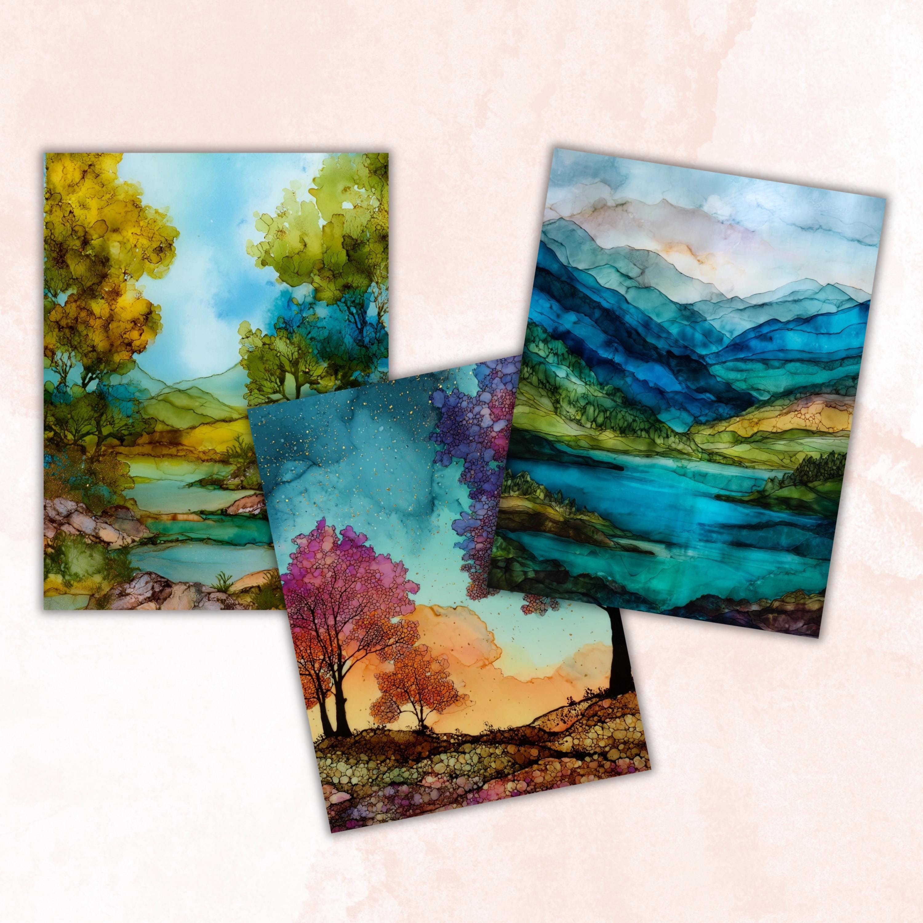 Alcohol Ink Spring Pages, Abstract Floral Backgrounds, Pastel Fluid Art Junk Journal Paper, Colorful Aesthetic Printable, Letter Size