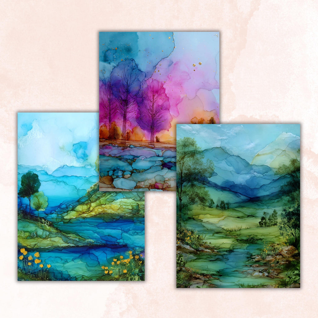 Alcohol Ink Spring Pages, Abstract Floral Backgrounds, Pastel Fluid Art Junk Journal Paper, Colorful Aesthetic Printable, Letter Size
