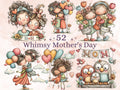 Whimsical Mother's Day Clipart Bundle | 52 Quirky Mom PNG Graphics (Digital Download)