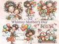 Whimsical Mother's Day Clipart Bundle | 52 Quirky Mom PNG Graphics (Digital Download)