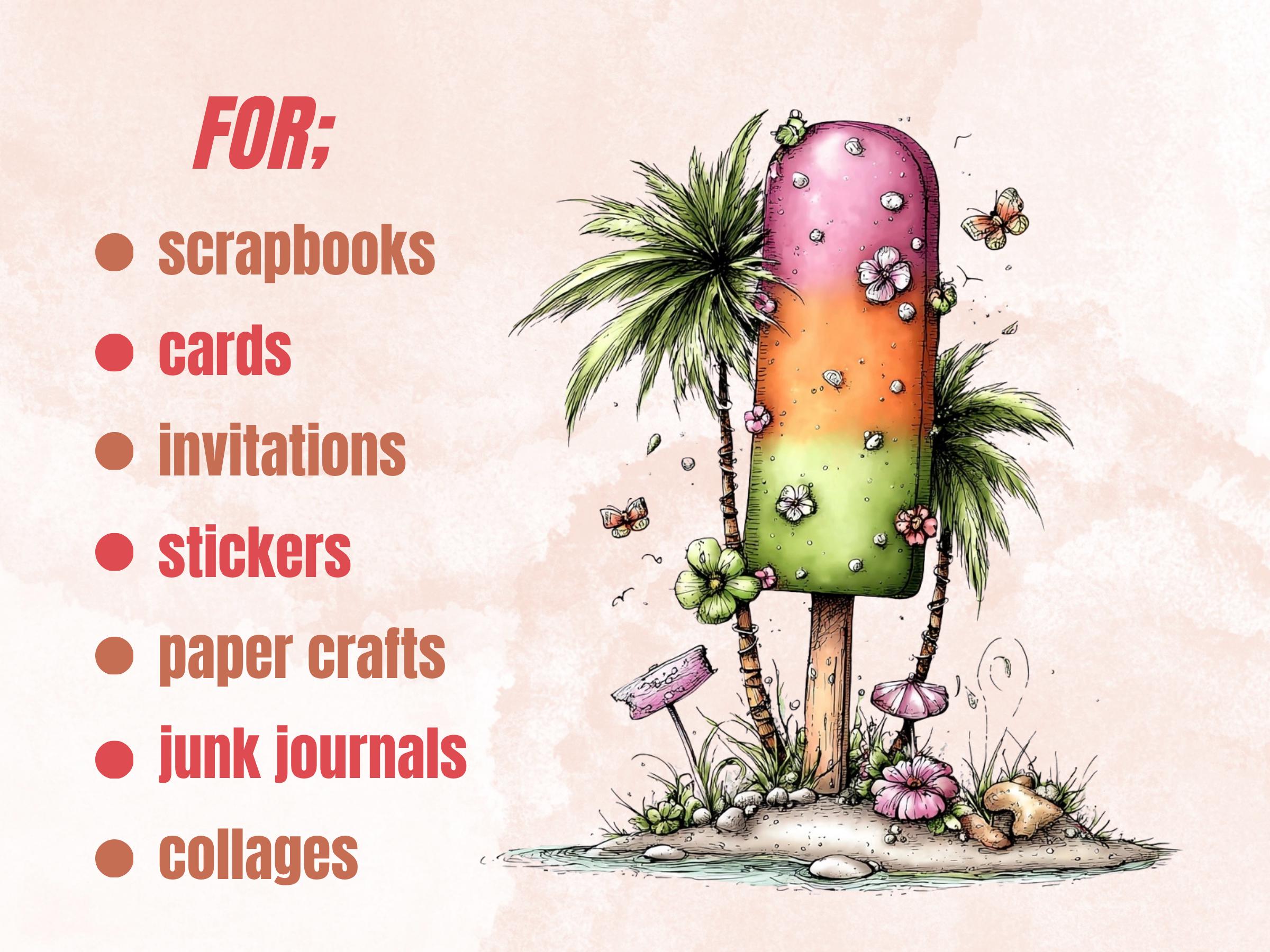 Island Vibes Clipart Bundle | 90 Whimsical Quirky Tropical PNG | Fantasy Island Digital Download