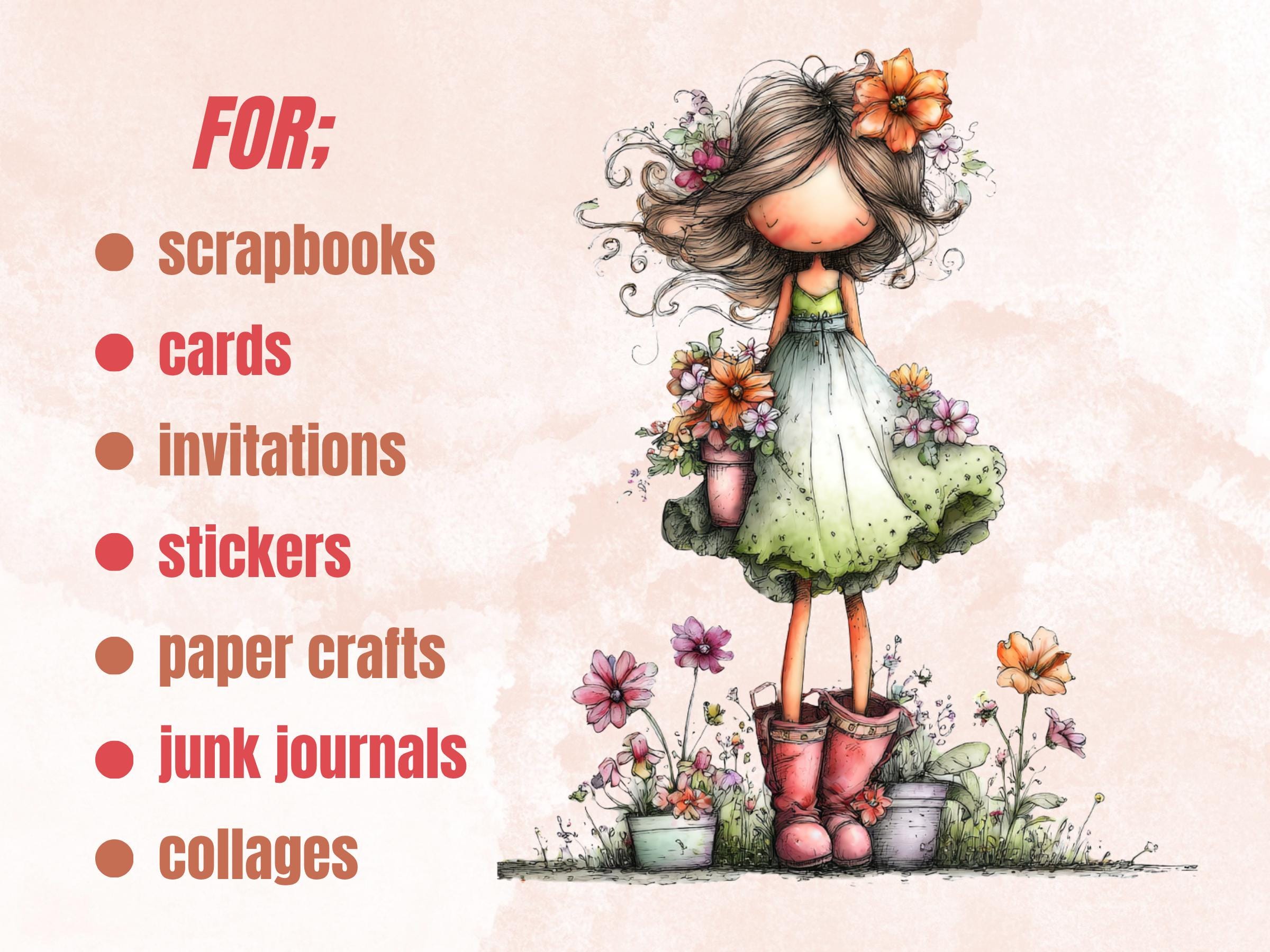 Summer Garden Clipart Bundle | 72 Whimsical Quirky Garden PNG | Gardening Digital Download
