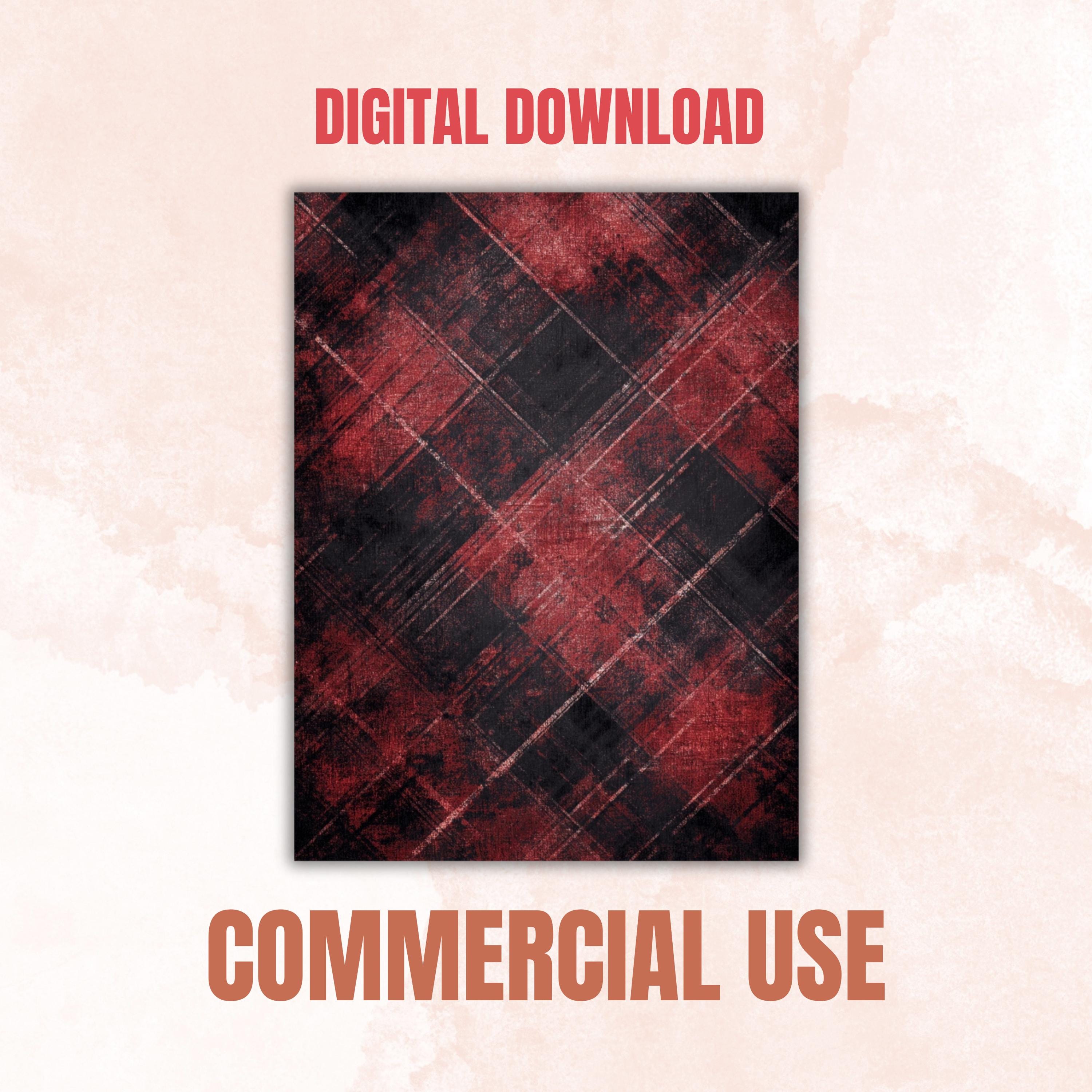 Grunge Plaid Pages, Tartan Backgrounds, Gingham Pattern Junk Journal Paper, Vintage Fabric Texture Printable, Letter Size