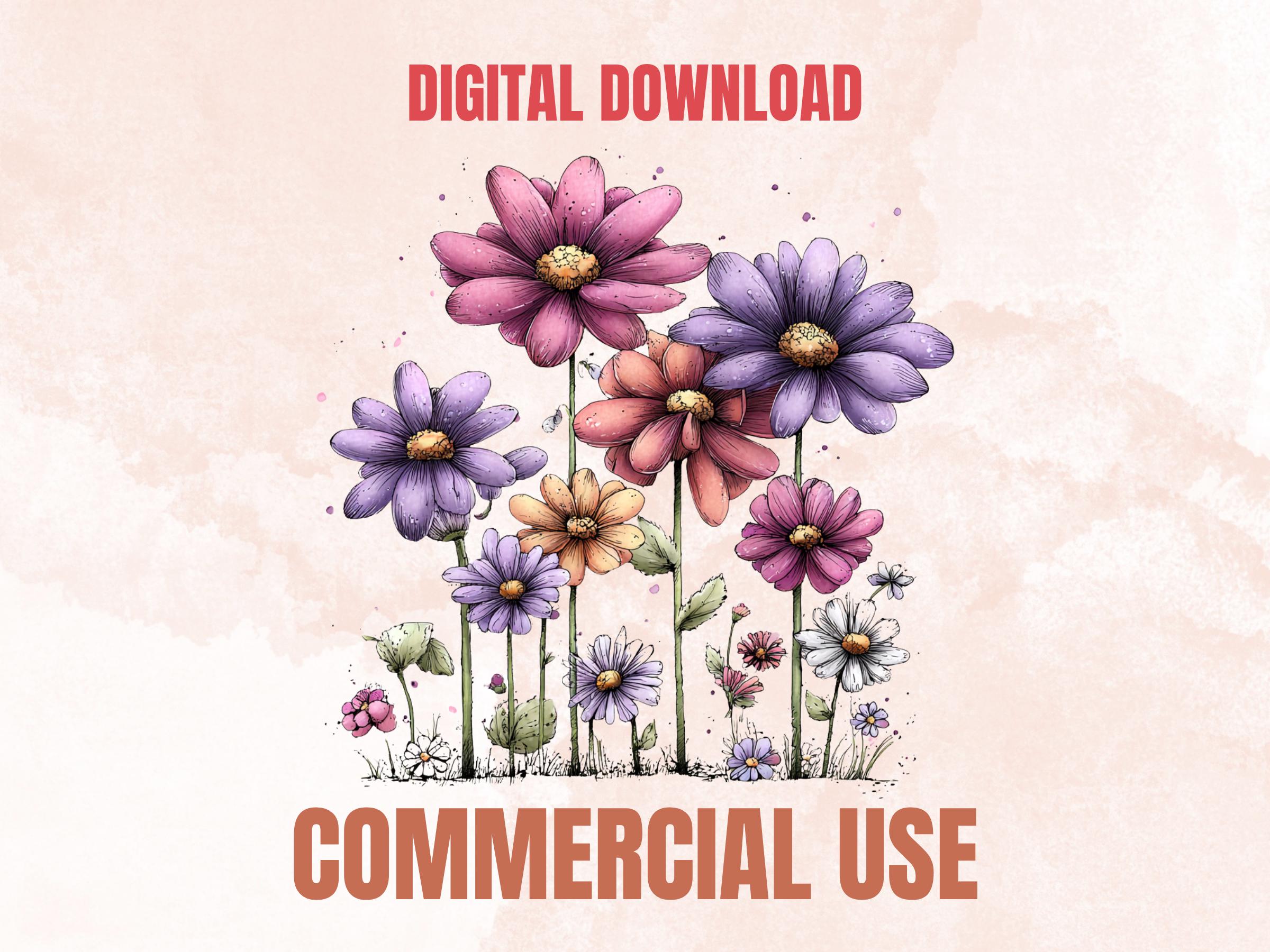 Summer Flowers Clipart Bundle | 78 Whimsical Quirky Floral PNG | Fantasy Flower Digital Download