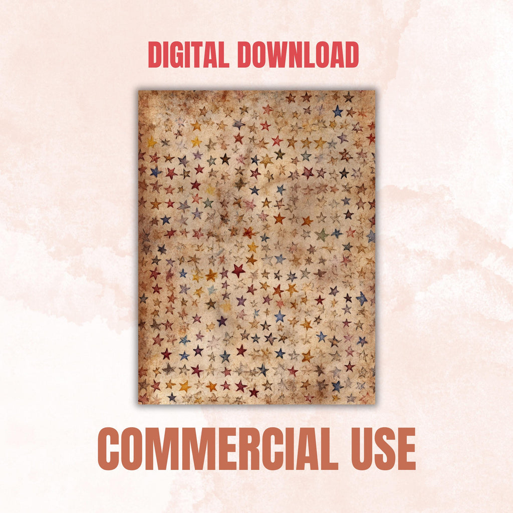Grunge Star Pages, Celestial Backgrounds, Starry Sky Junk Journal Paper, Cosmic Aesthetic Printable, Letter Size