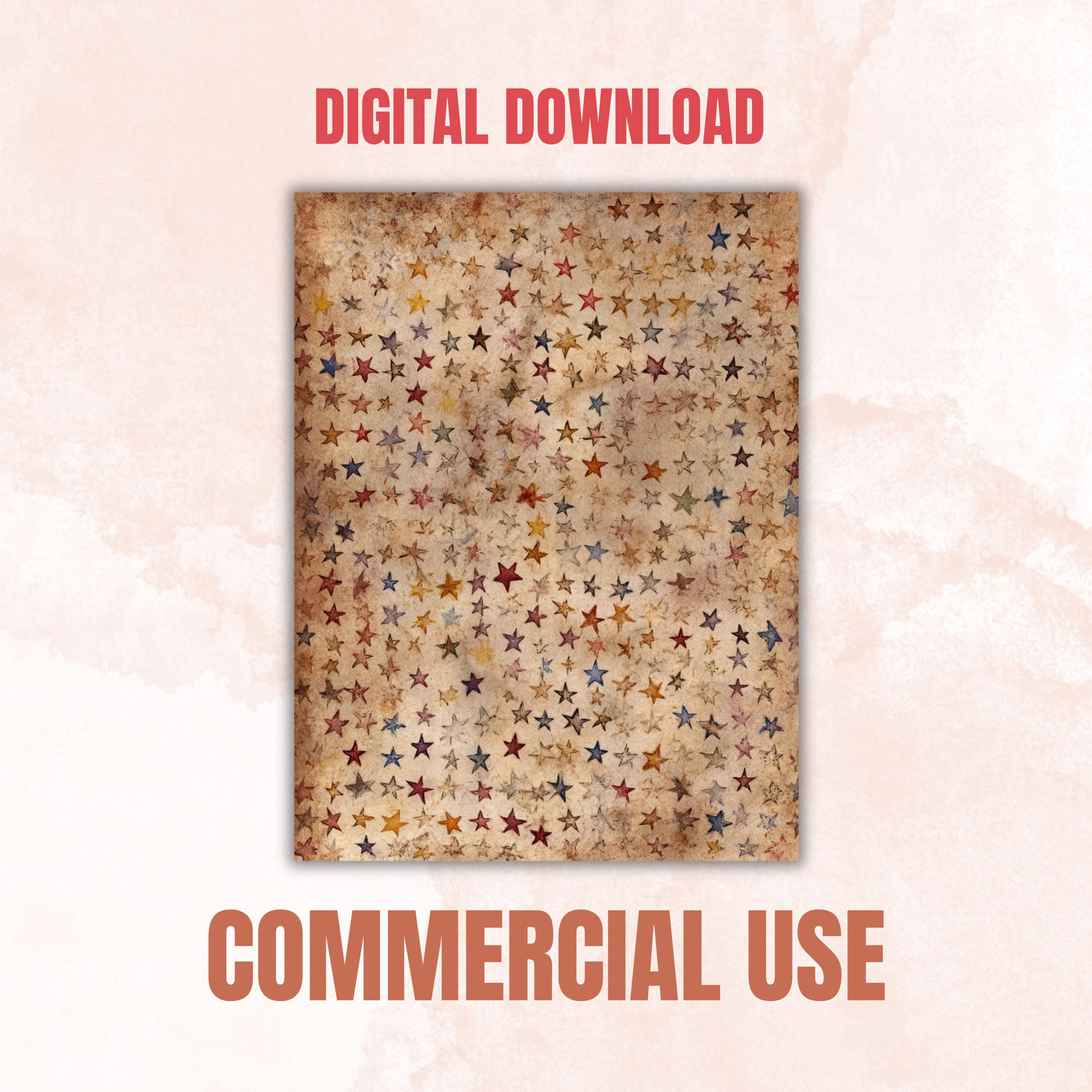 Grunge Star Pages, Celestial Backgrounds, Starry Sky Junk Journal Paper, Cosmic Aesthetic Printable, Letter Size