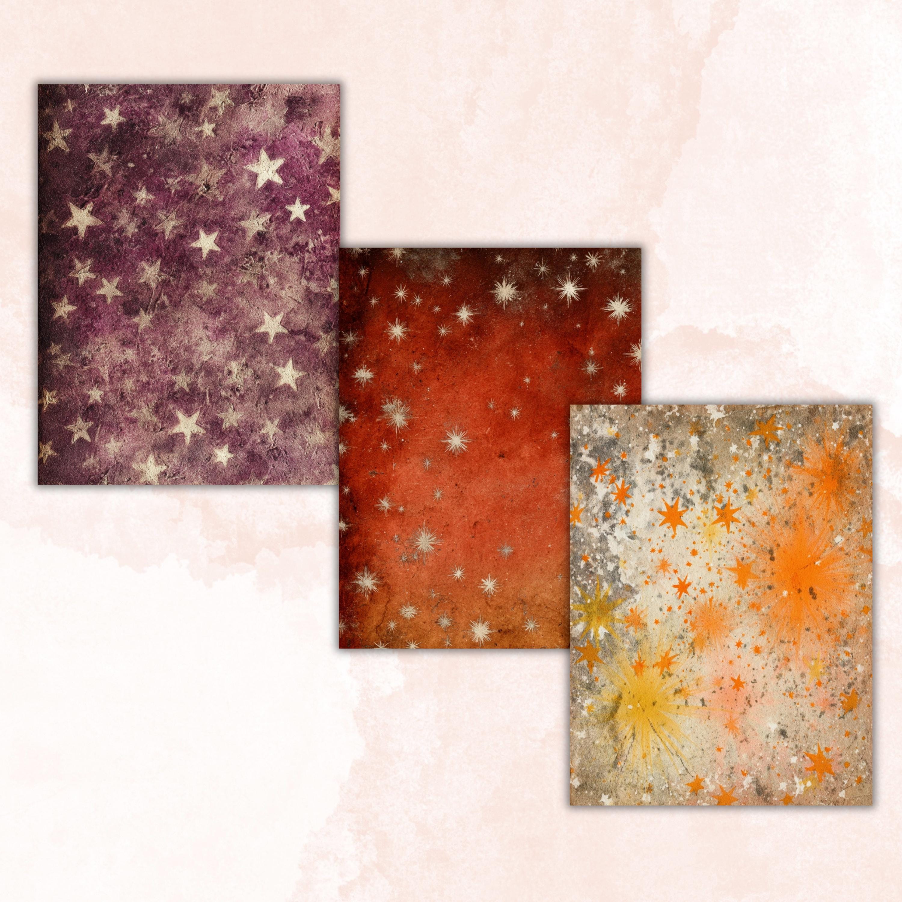 Grunge Star Pages, Celestial Backgrounds, Starry Sky Junk Journal Paper, Cosmic Aesthetic Printable, Letter Size