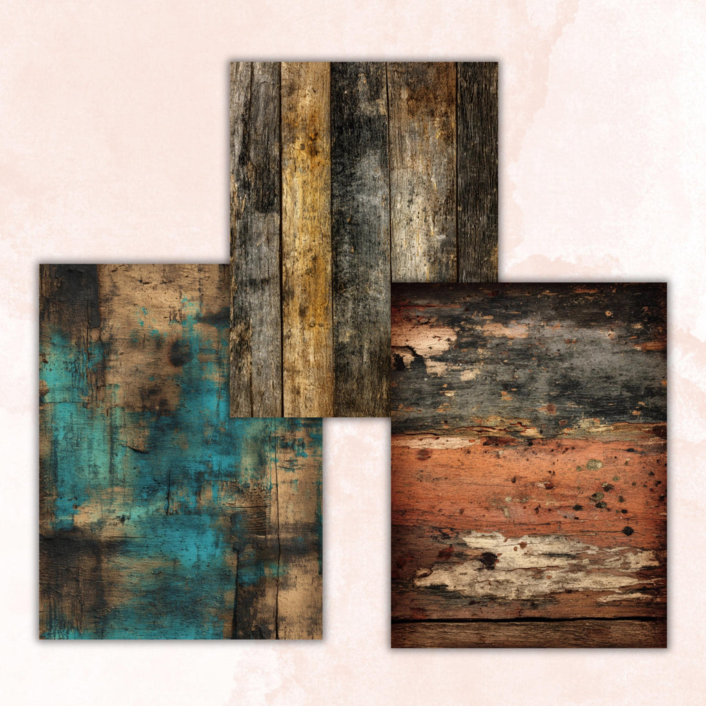 Grunge Wood Pages, Rustic Wood Texture Backgrounds, Farmhouse Junk Journal Paper, Vintage Wooden Printable, Letter Size