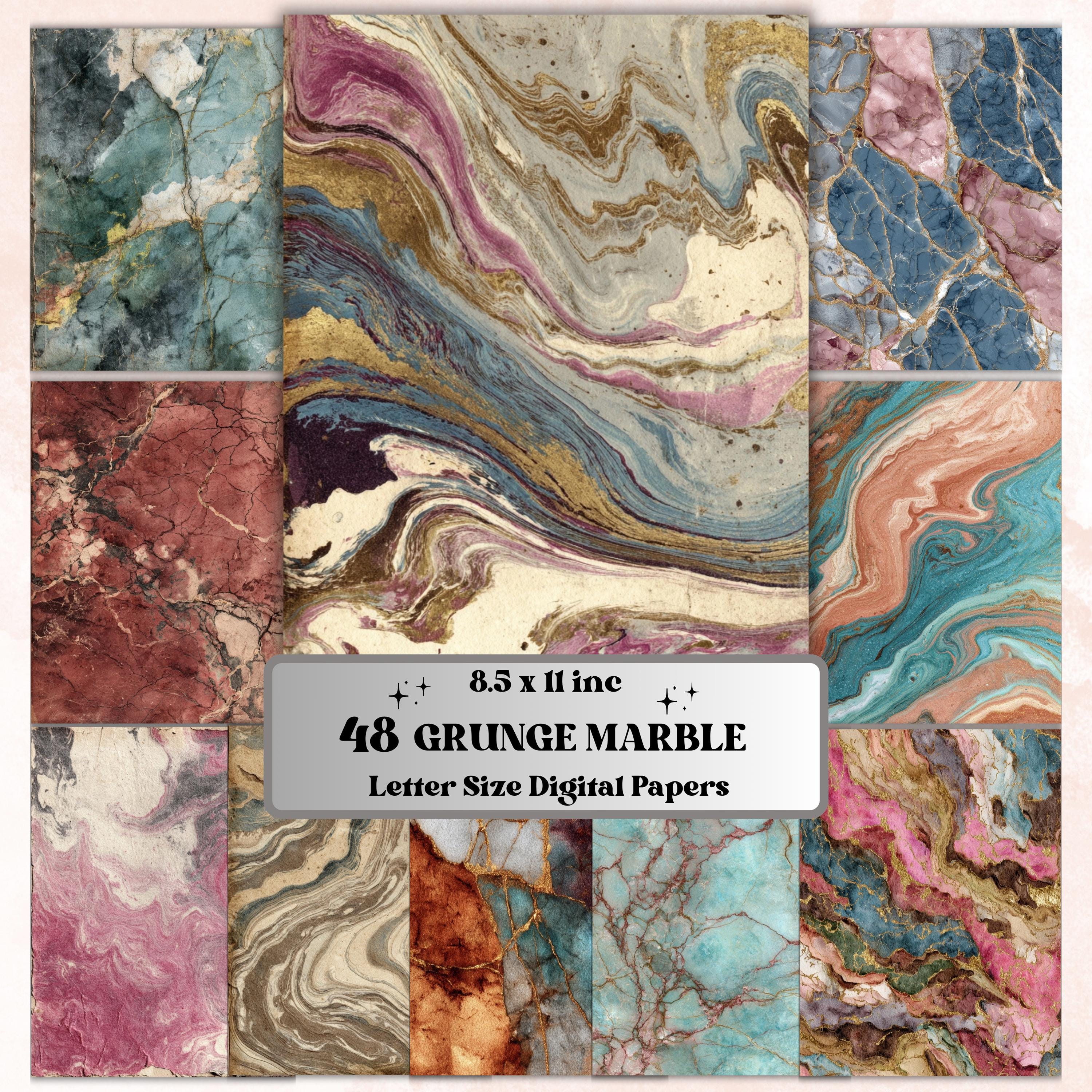 Grunge Marble Pages, Stone Texture Backgrounds, Luxury Aesthetic Junk Journal Paper, Elegant Collage Printable, Letter Size