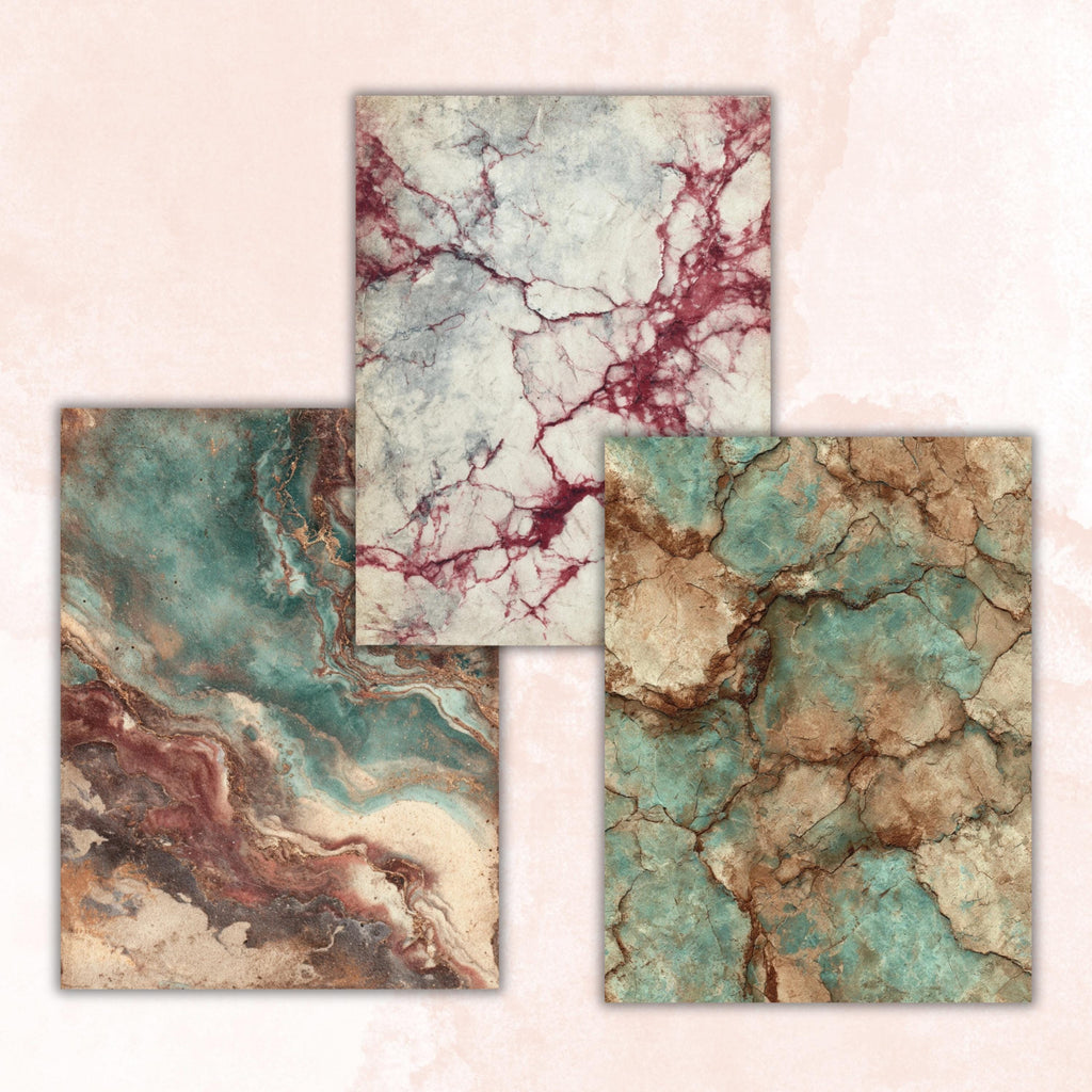 Grunge Marble Pages, Stone Texture Backgrounds, Luxury Aesthetic Junk Journal Paper, Elegant Collage Printable, Letter Size