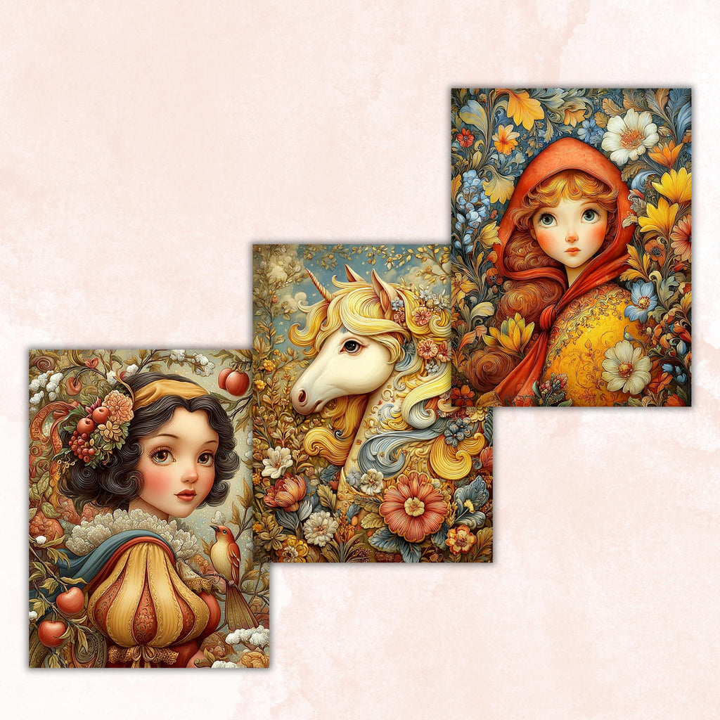 Golden Tales Pages, Luxury Fairytale Backgrounds, Gold Aesthetic Junk Journal Paper, Elegant Fantasy Printable, Letter Size