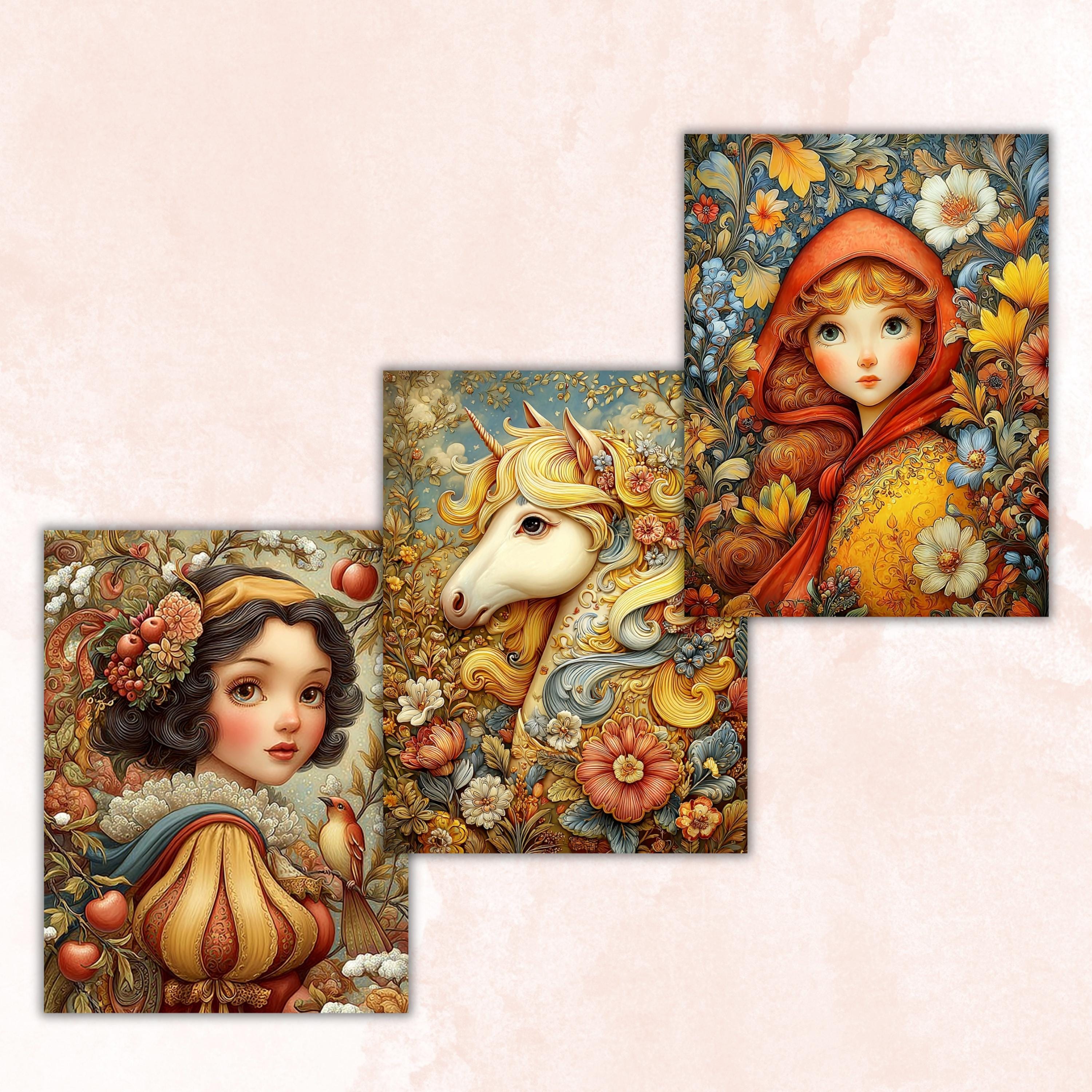 Golden Tales Pages, Luxury Fairytale Backgrounds, Gold Aesthetic Junk Journal Paper, Elegant Fantasy Printable, Letter Size