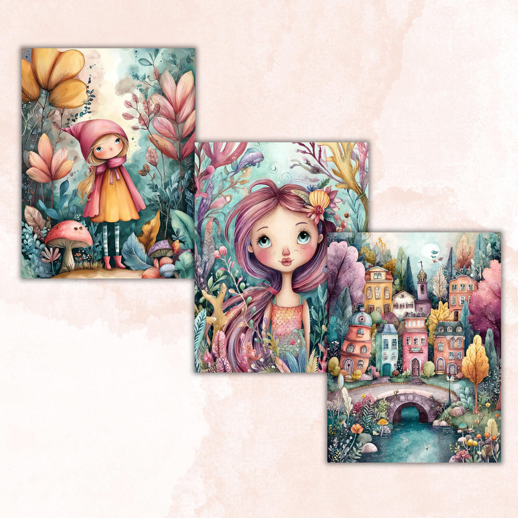Pastel Stories Pages, Soft Aesthetic Backgrounds, Cute Storybook Junk Journal Paper, Dreamy Pastel Collage Printable, Letter Size