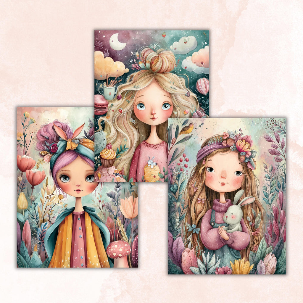 Pastel Stories Pages, Soft Aesthetic Backgrounds, Cute Storybook Junk Journal Paper, Dreamy Pastel Collage Printable, Letter Size