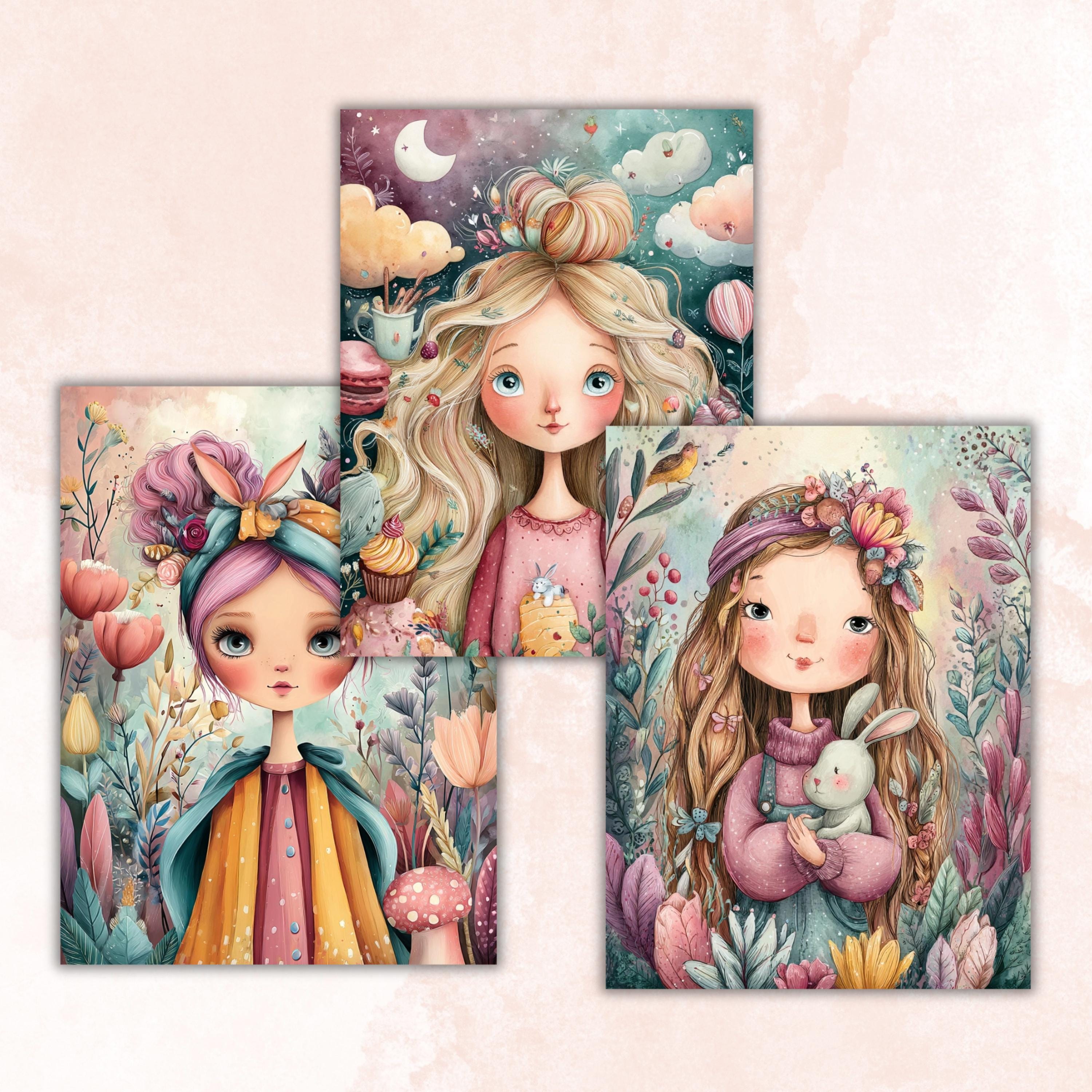 Pastel Stories Pages, Soft Aesthetic Backgrounds, Cute Storybook Junk Journal Paper, Dreamy Pastel Collage Printable, Letter Size