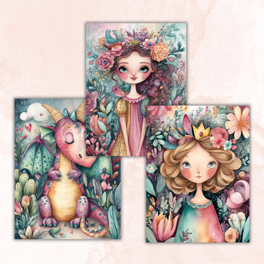 Pastel Stories Pages, Soft Aesthetic Backgrounds, Cute Storybook Junk Journal Paper, Dreamy Pastel Collage Printable, Letter Size