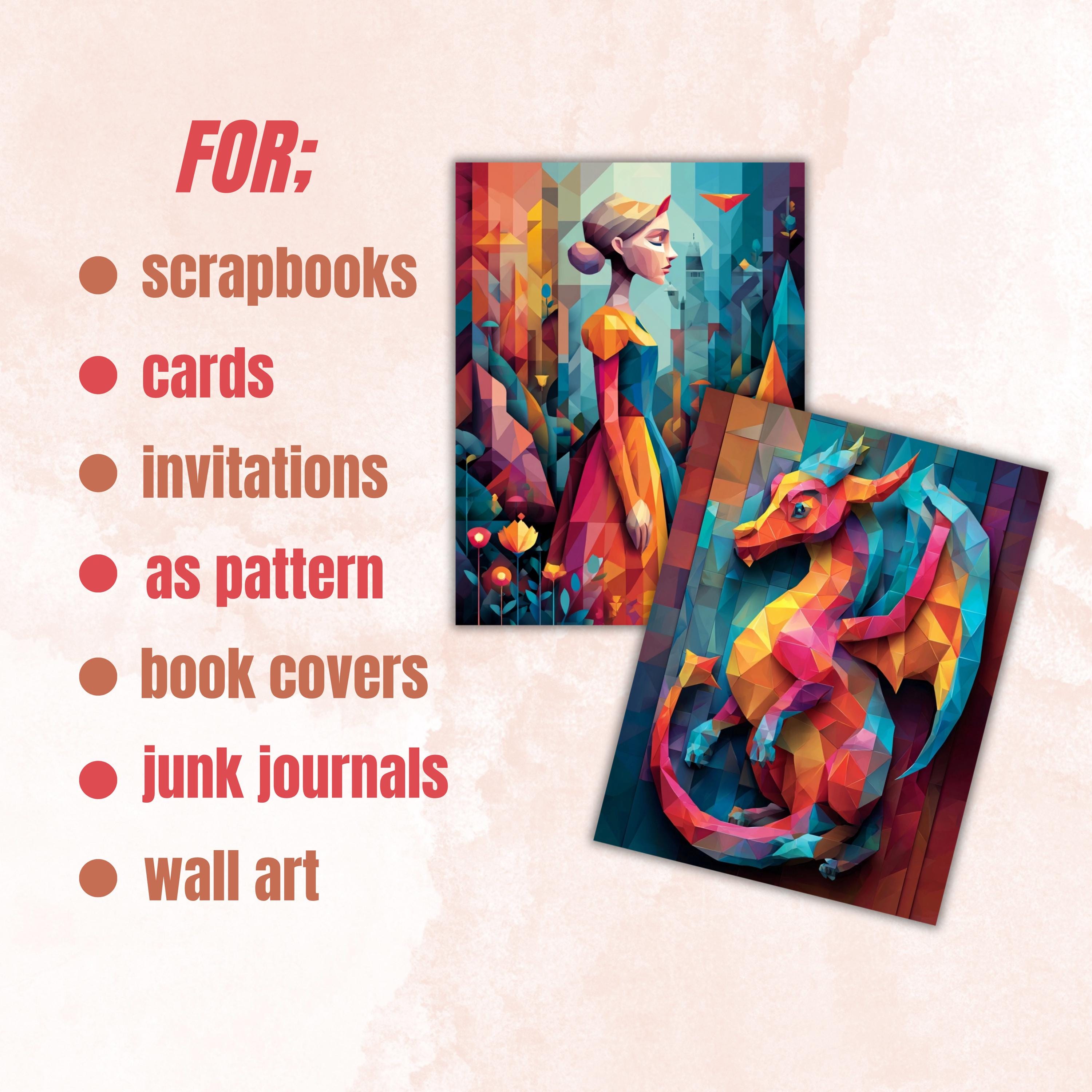 Modern Fairytale Pages, Contemporary Fantasy Backgrounds, Aesthetic Storybook Junk Journal Paper, Abstract Collage Printable, Letter Size