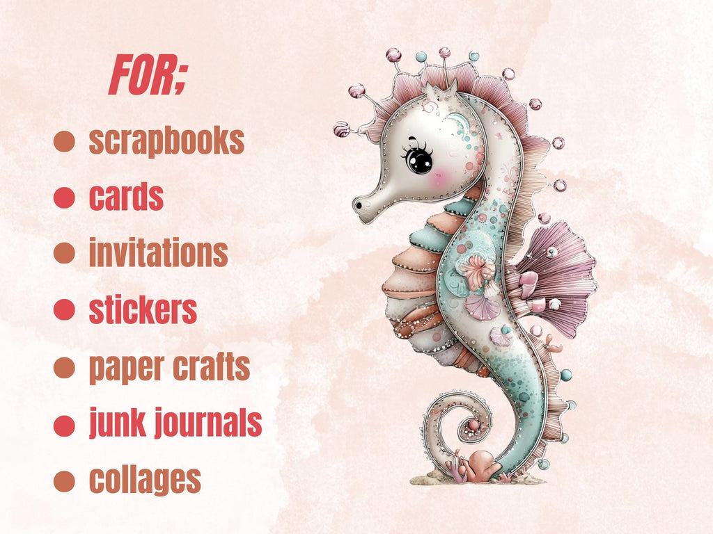 Pastel Ocean Clipart Bundle | 86 Soft Summer Ocean PNG | Whimsical Sea Digital Download