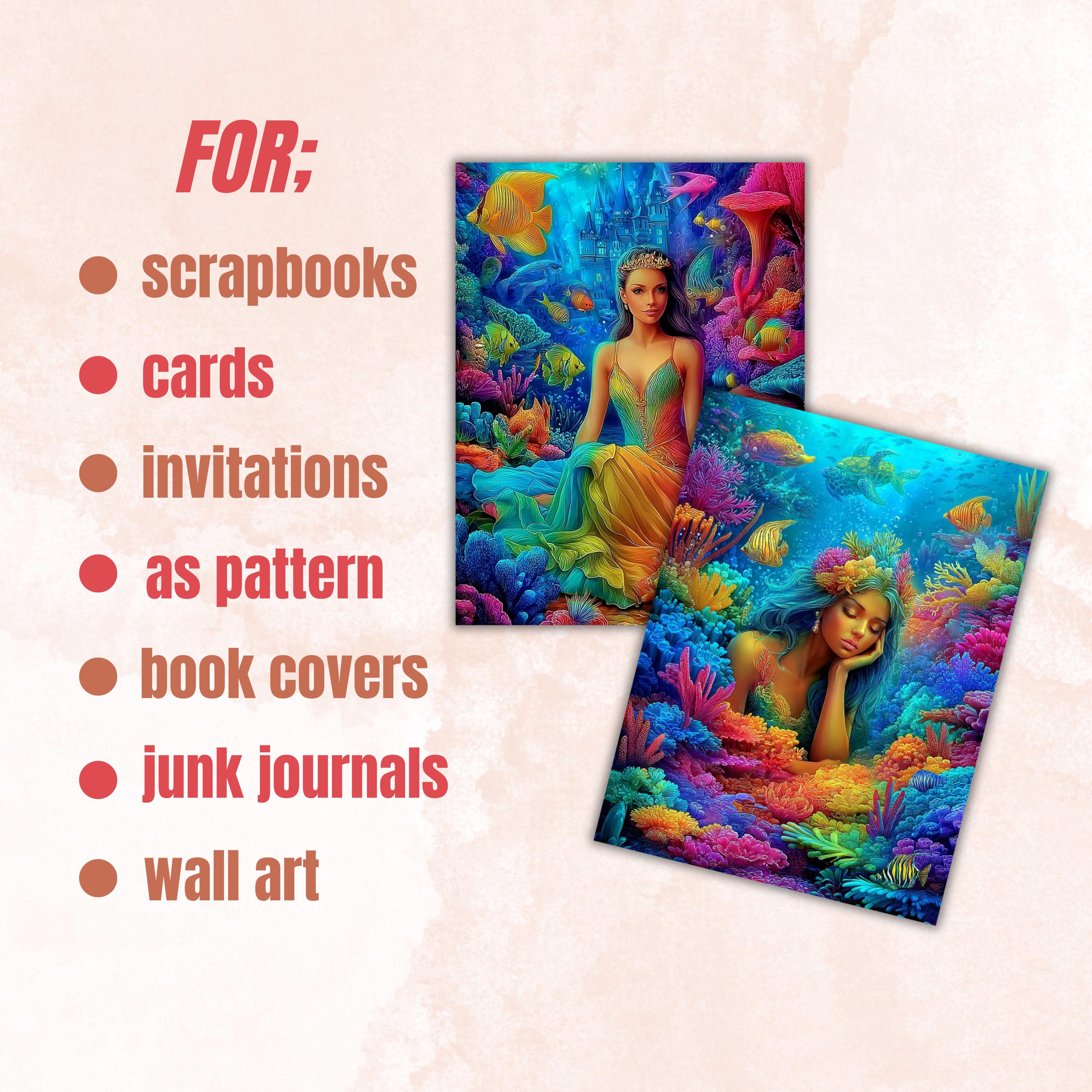 Ocean Stories Pages, Underwater Backgrounds, Sea Life Junk Journal Paper, Coastal Fantasy Collage Printable, Letter Size
