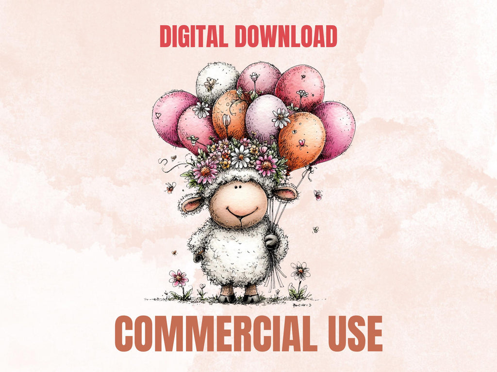 Farm Birthday Clipart, Whimsical Cottage Party Animals PNG Illustrations (Digital Download, Commercial Use)