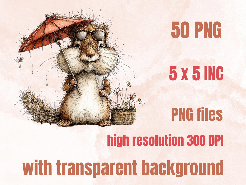 Summer Woodland Clipart, Whimsical Neutral Forest Animals PNG Illustrations (Digital Download, Commercial Use)