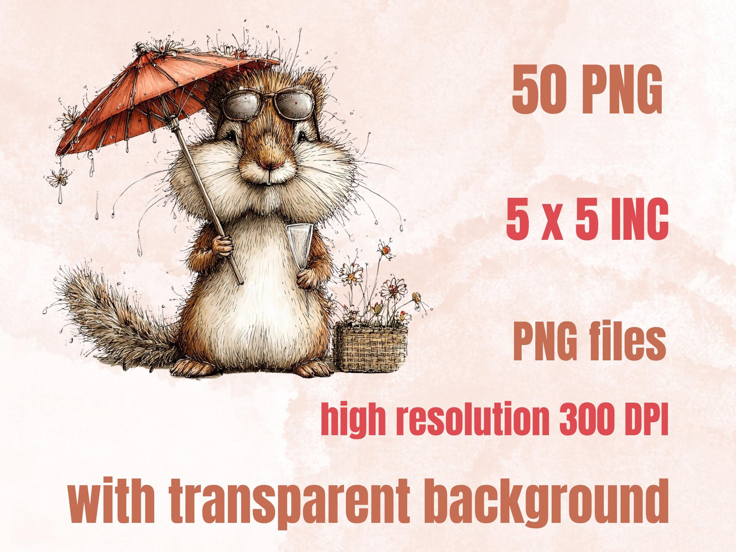 Summer Woodland Clipart, Whimsical Neutral Forest Animals PNG Illustrations (Digital Download, Commercial Use)