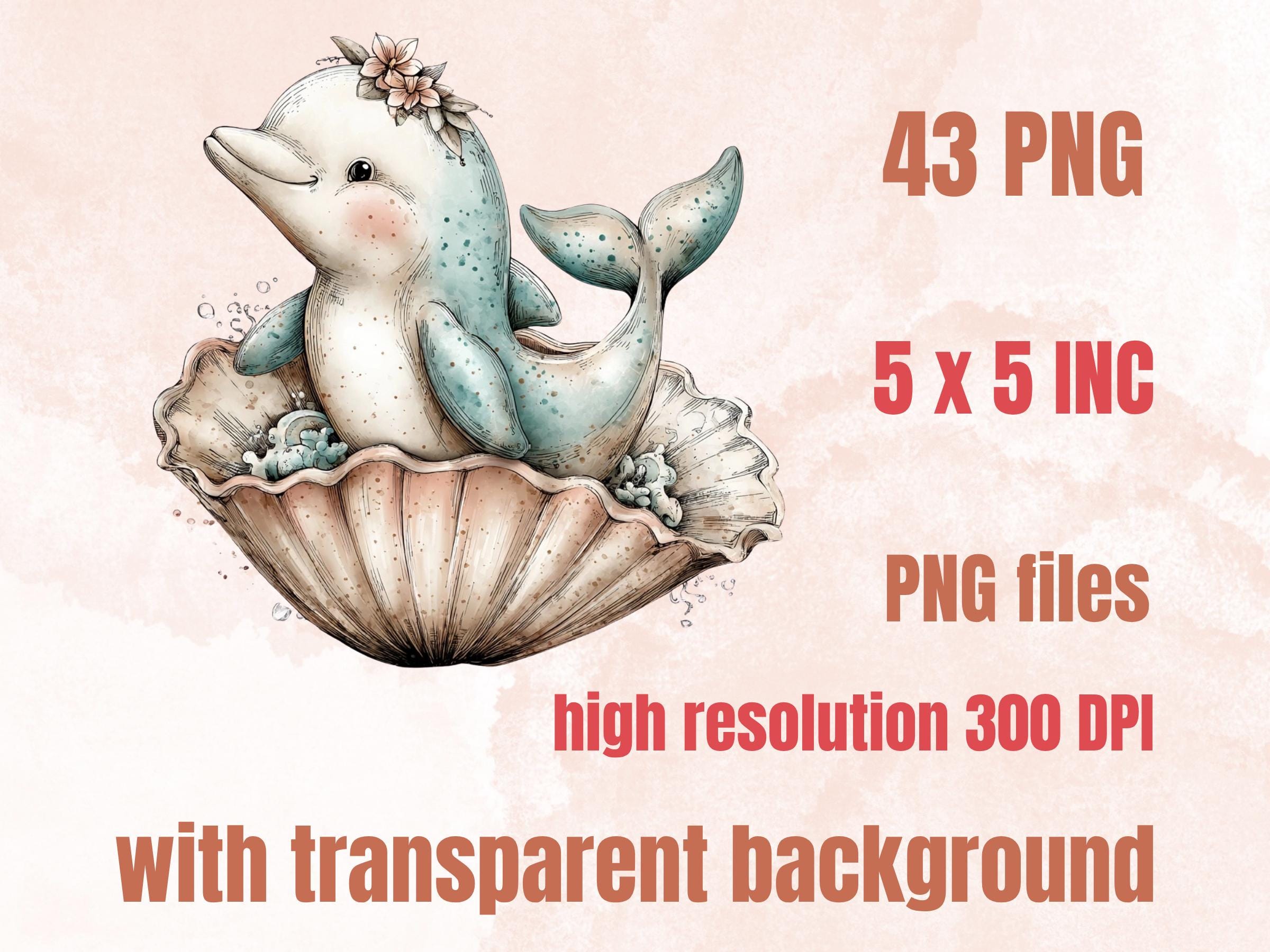 Ocean Pool Party Animals Clipart, Summer Under the Sea PNG Illustrations (Digital Download, Commercial Use)
