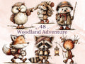 Woodland Adventure Clipart, Whimsical Quirky Forest Animals PNG Illustrations (Digital Download, Commercial Use)